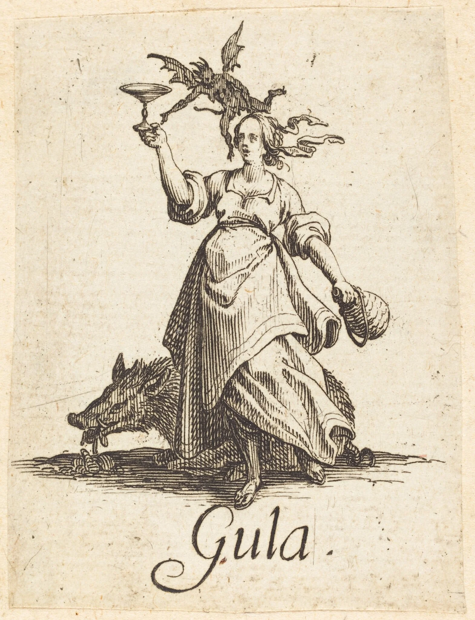 Gluttony, by Jacques Callot, ink, 1621