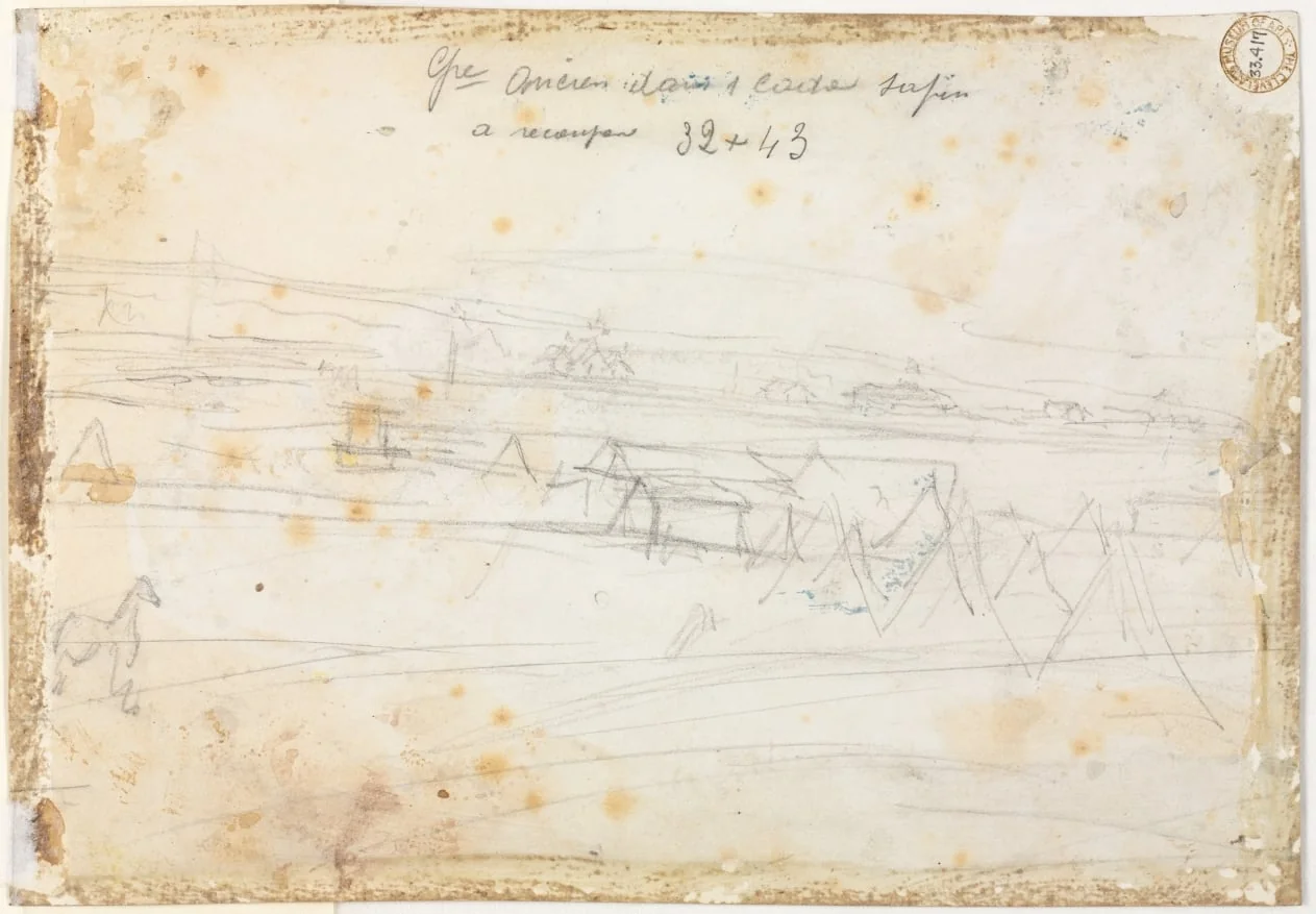 War Encampment Scene (verso), by Constantin Guys, 1804