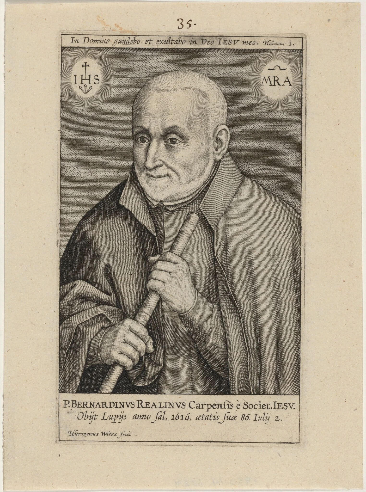 Bernardin Realinus, Jesuit Priest, by Hieronymus Wierix, ink, 1586
