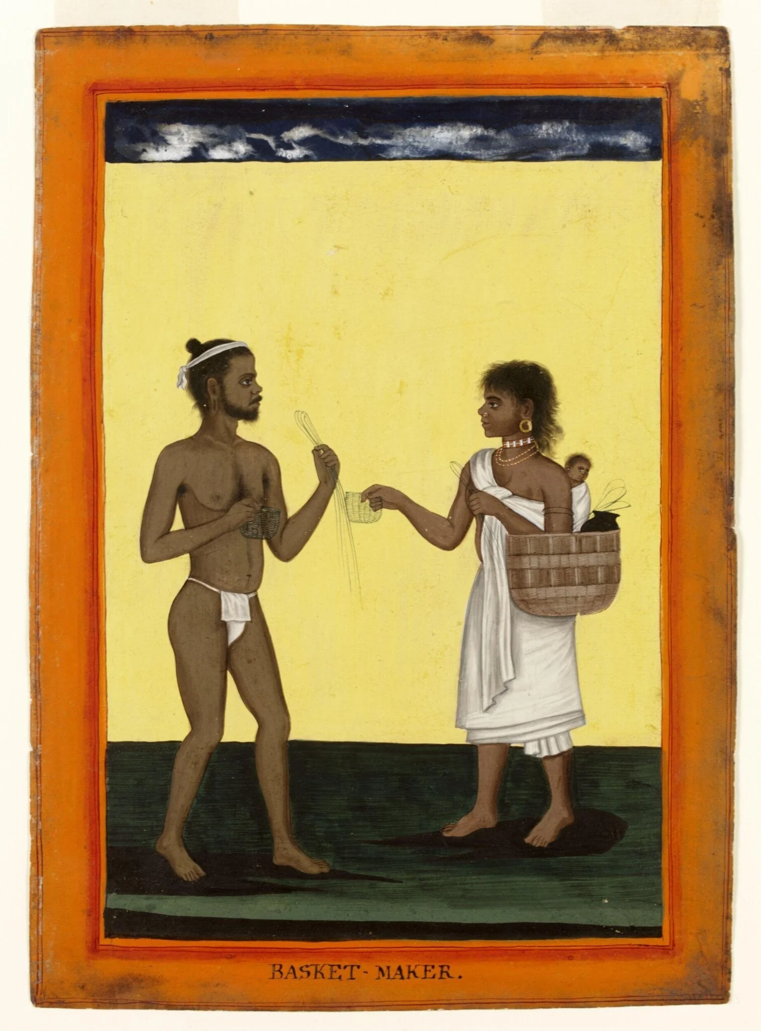 A basket-maker and his wife, by Unknown, paint, 1770