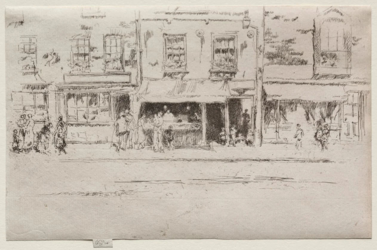 Fish Shop, Chelsea, by James McNeill Whistler, 1886