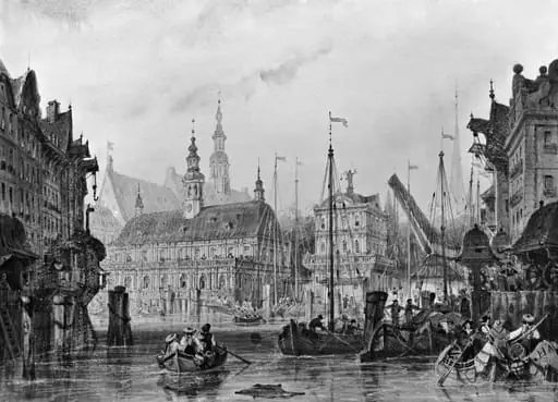 Hamburg, showing the Rathaus and the Old Exchange