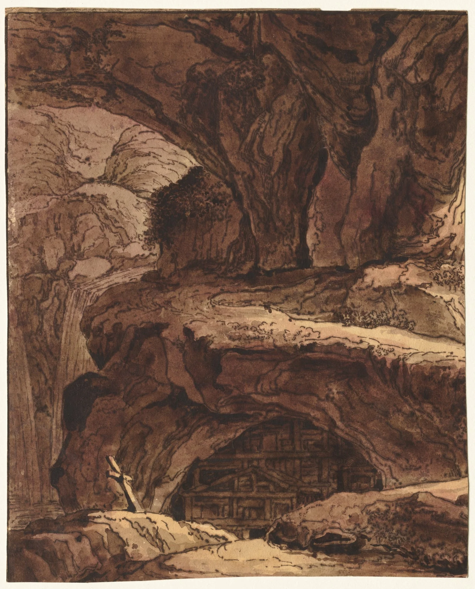 Rocky Landscape with a Cave Chapel, by Johann Martin von Rohoden, 1850