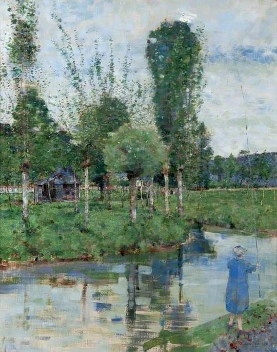 On the River Sainte-Gertrude, Caudebec, Normandy, by John Quinton Pringle, oil, 1910