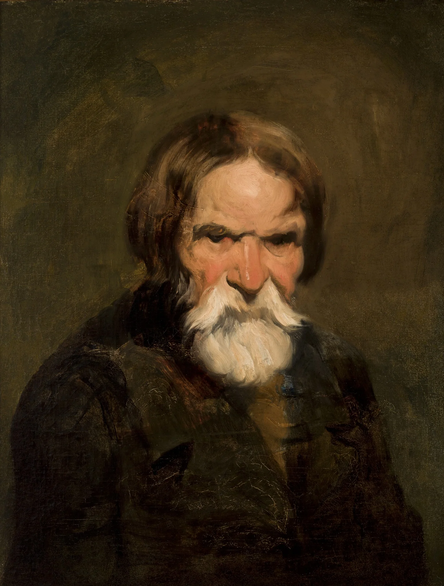 Study of a Bearded Peasant, by Piotr Michałowski, oil, 1837