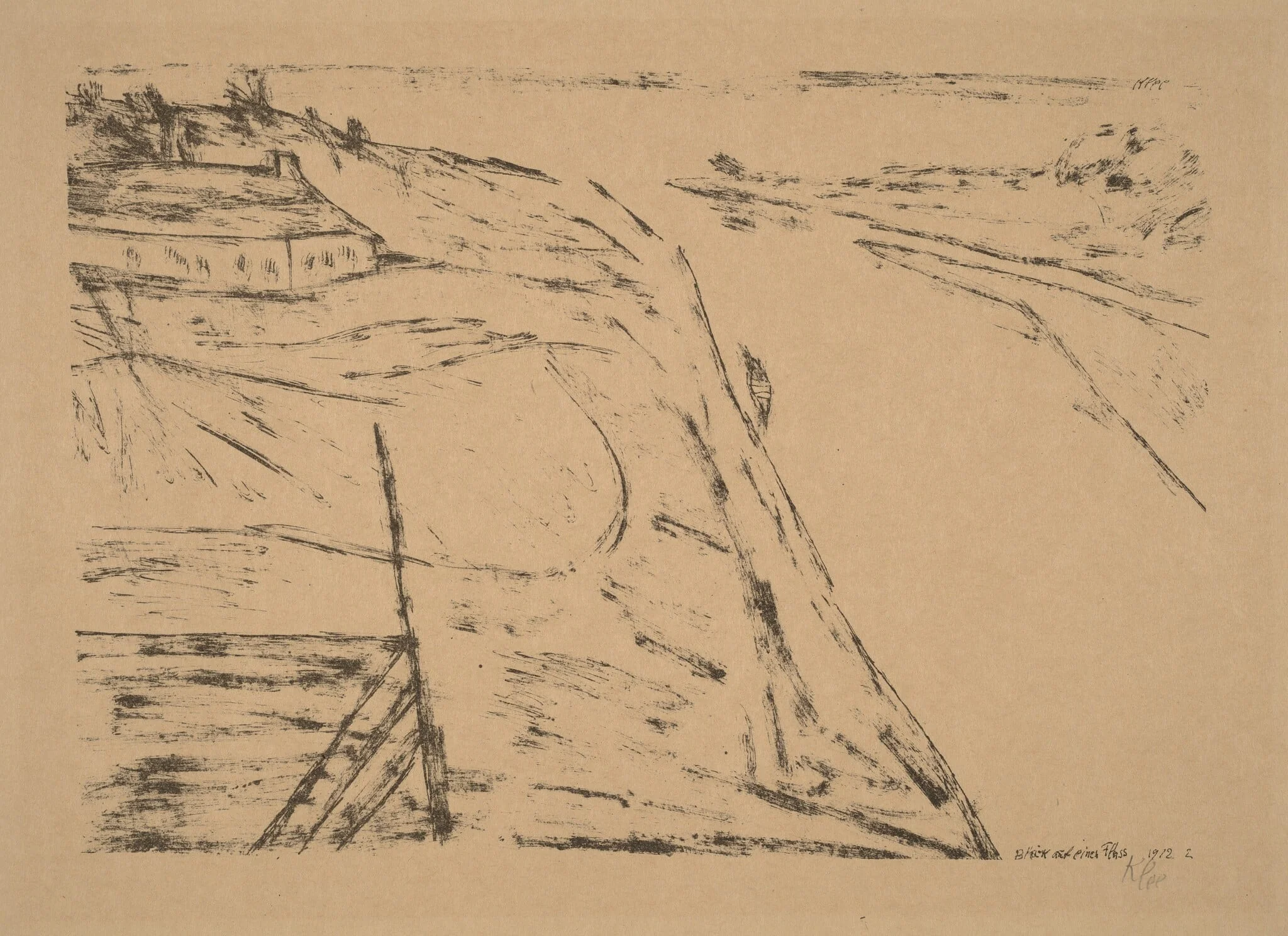 Blick auf einen Fluss (View on a River), by Paul Klee, ink, 1912