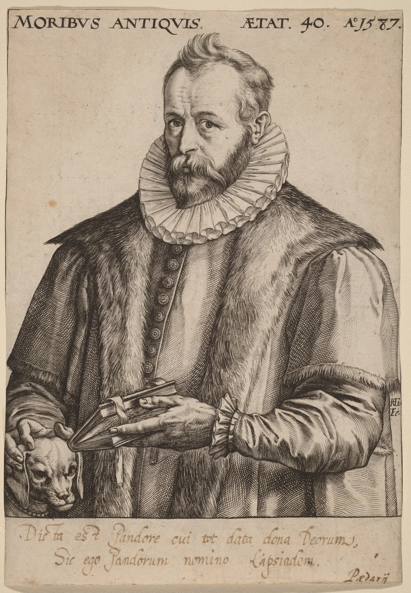 Justus Lipsius, by Hendrik Goltzius, ink, 1587