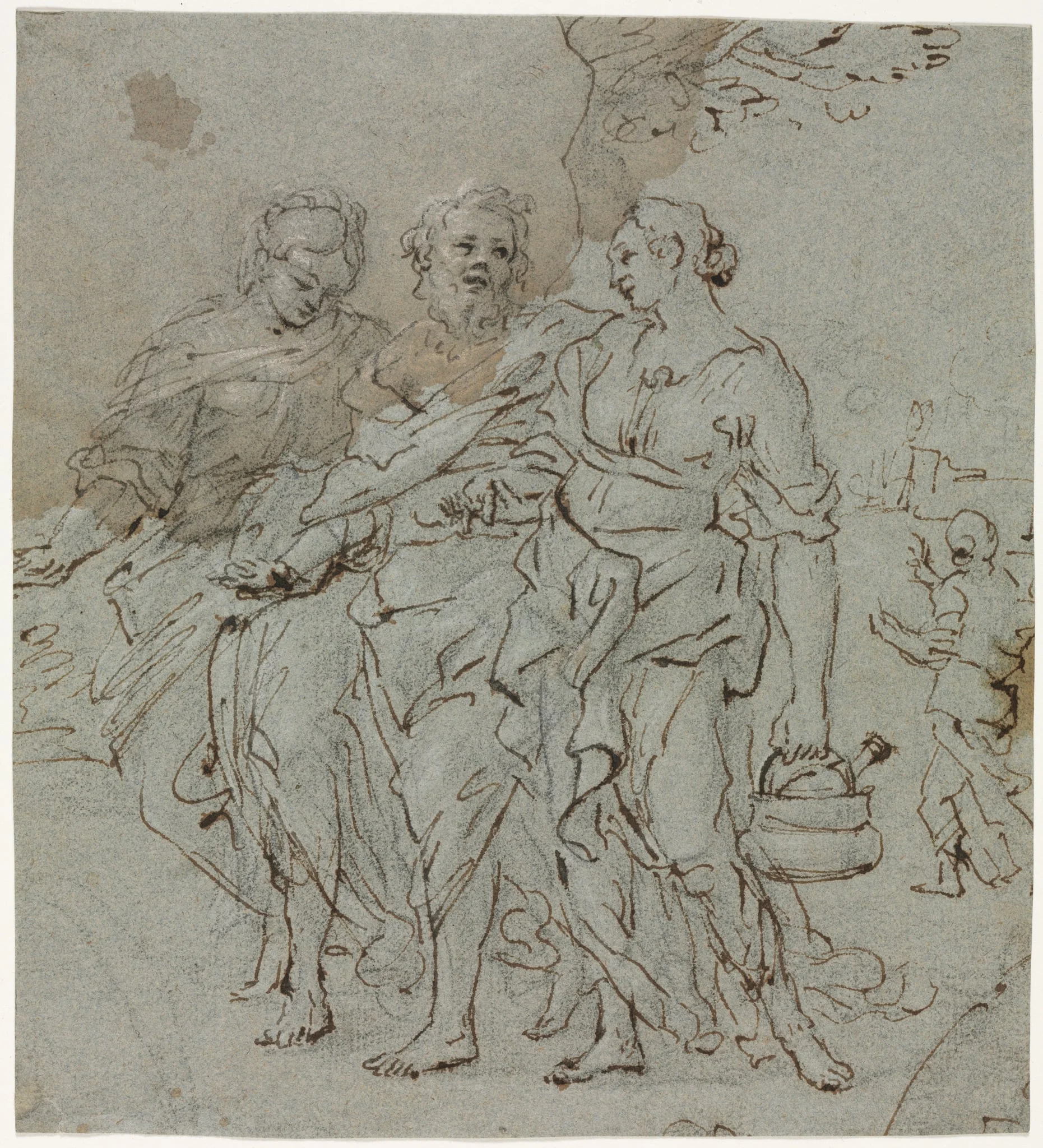 Lot and His Daughters (recto), by Pietro da Cortona, 1604