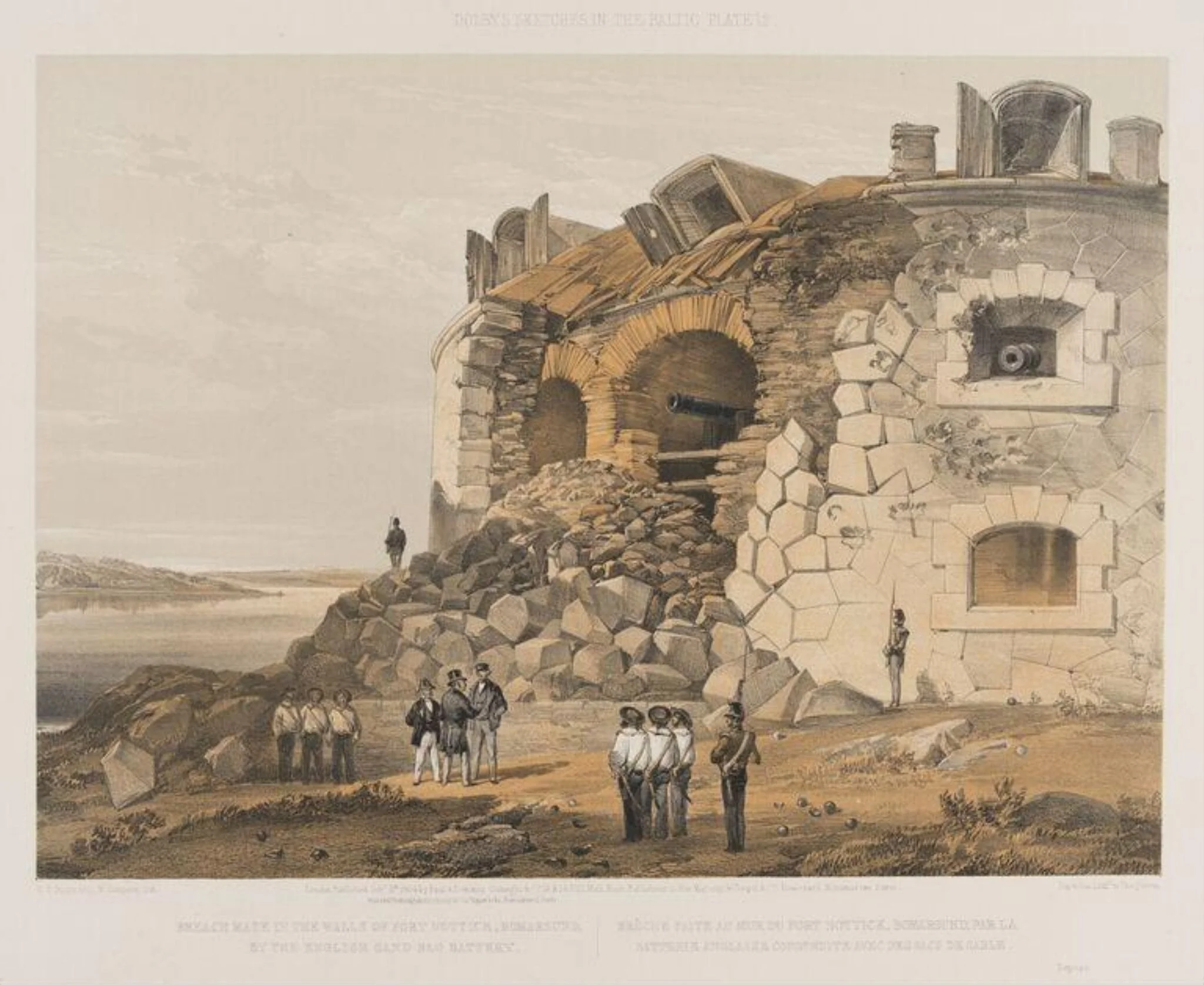 Breach made in the walls of Fort Nottick, Bomarsund, by the English Sand Bay Battery