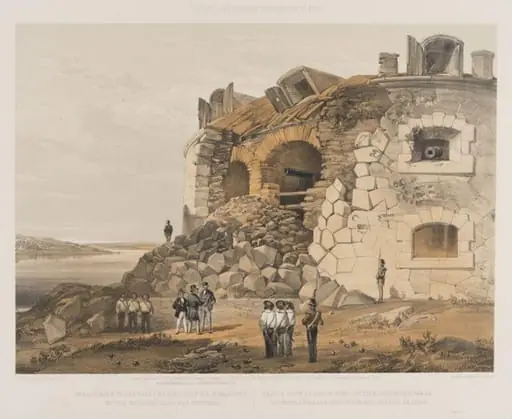 Breach made in the walls of Fort Nottick, Bomarsund, by the English Sand Bay Battery