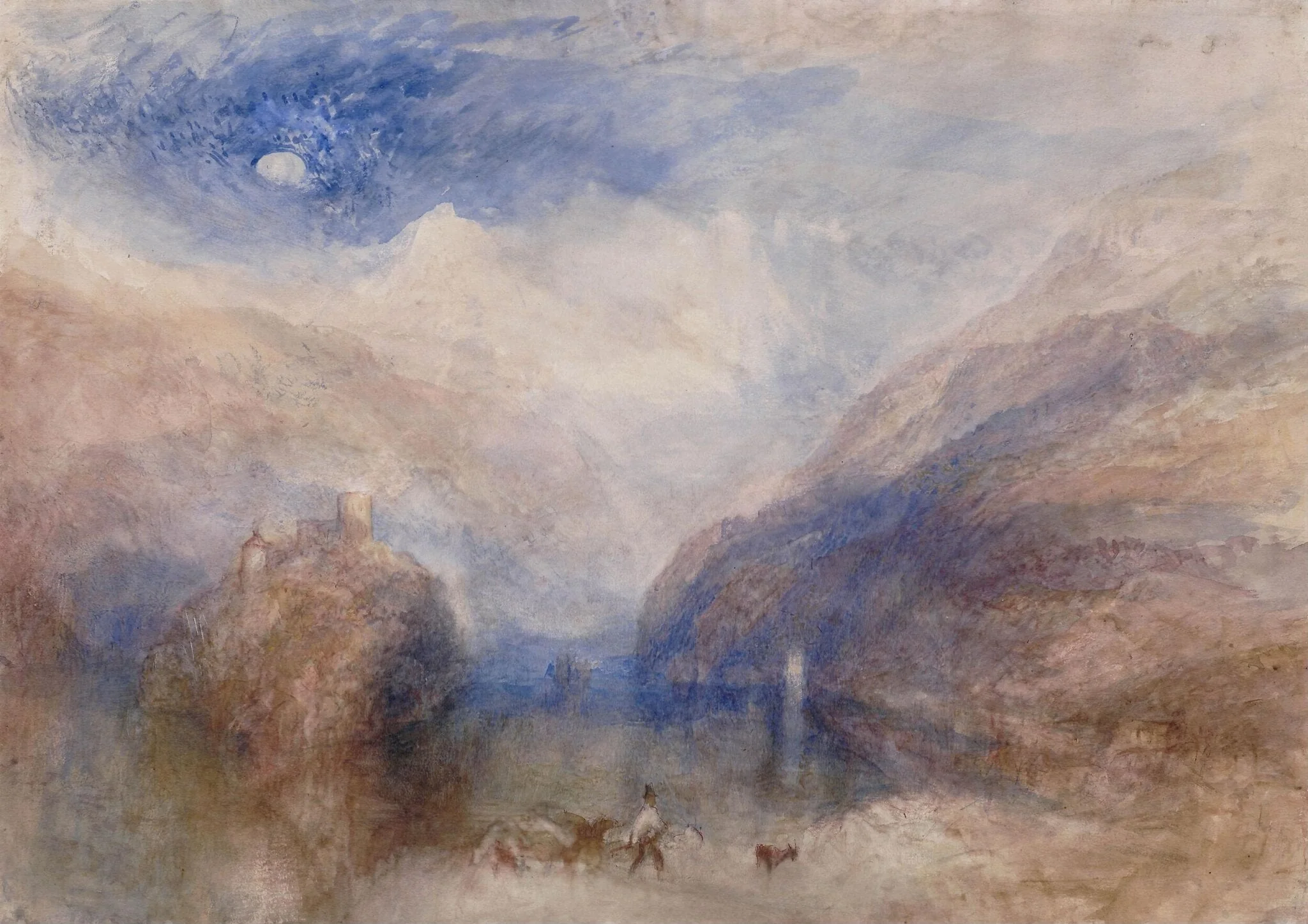 Lauerzersee with the Mythens, by Joseph Mallord William Turner, watercolor, 1848