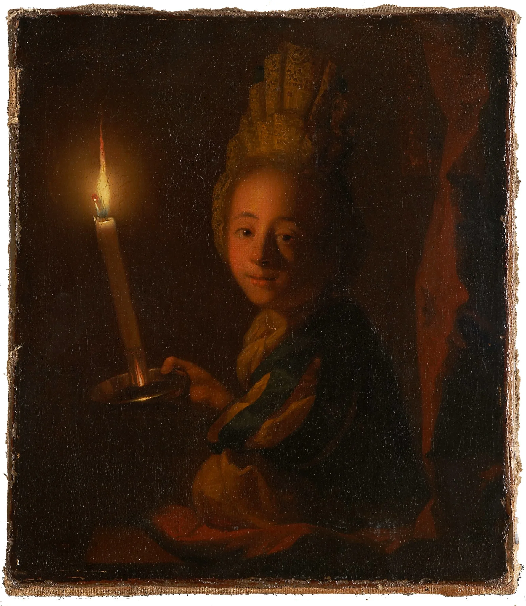 Girl with Burning Candle, by Godfried Schalcken, oil, 1702