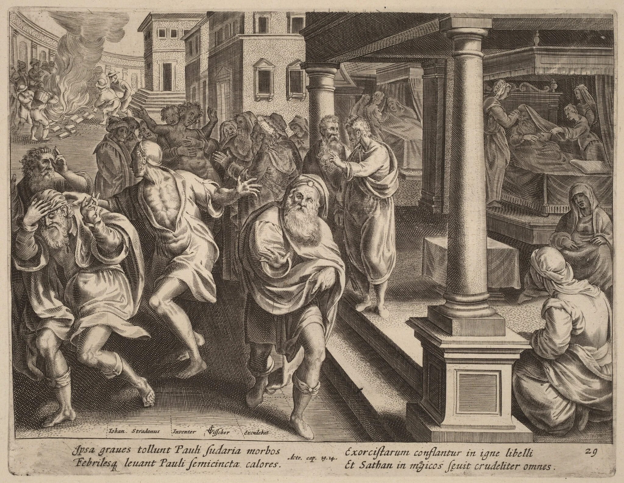 Saint Paul Driving Out Evil Spirits, by Philip Galle, ink, 1574