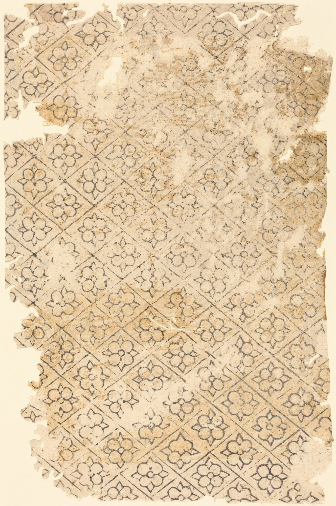 Sheet with Flower and Diamond Pattern, by German 16th Century, ink, 1550