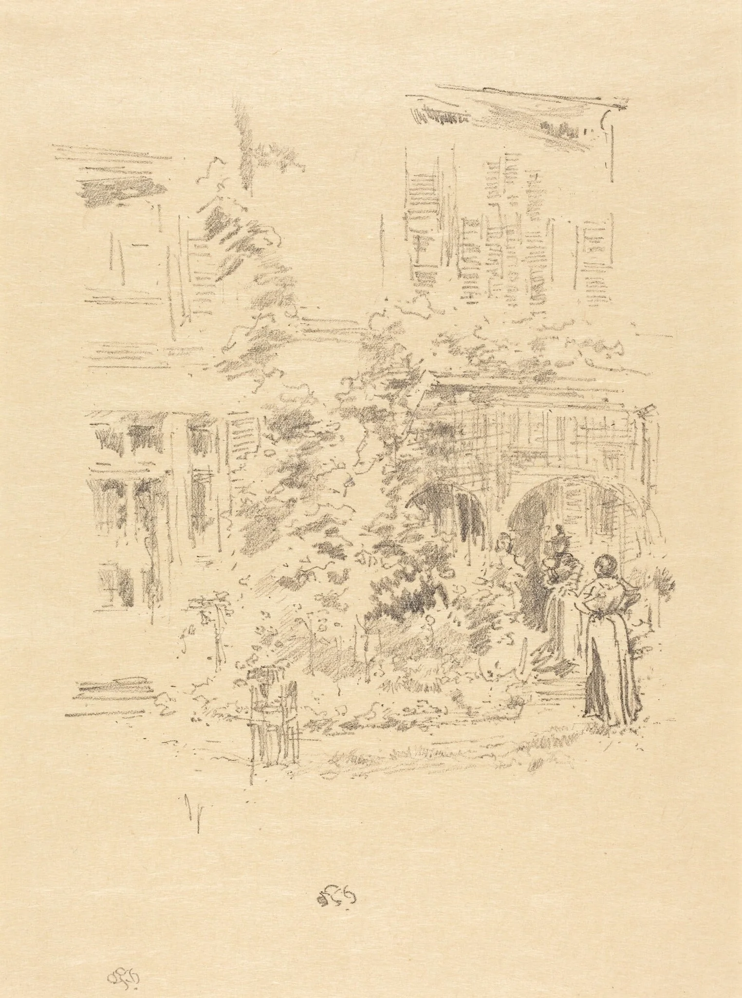 The Garden Porch, by James McNeill Whistler, ink, 1894
