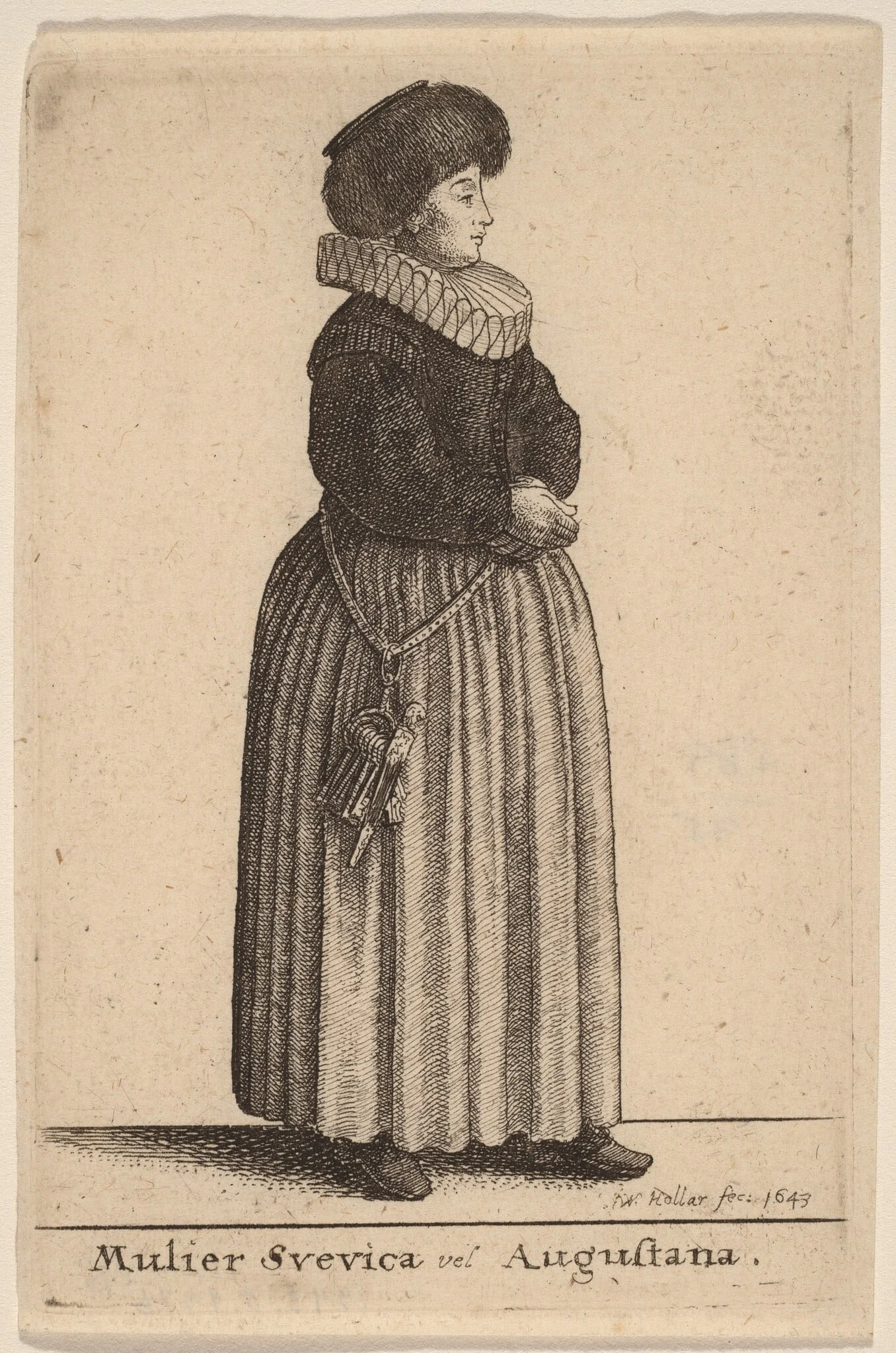 Mulier Svevica vel Augustana, by Wenceslaus Hollar, ink, 1643