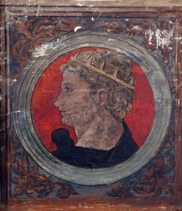Profile Bust of a Roman Emperor Facing Left (one of 29 painted panels from a frieze)
