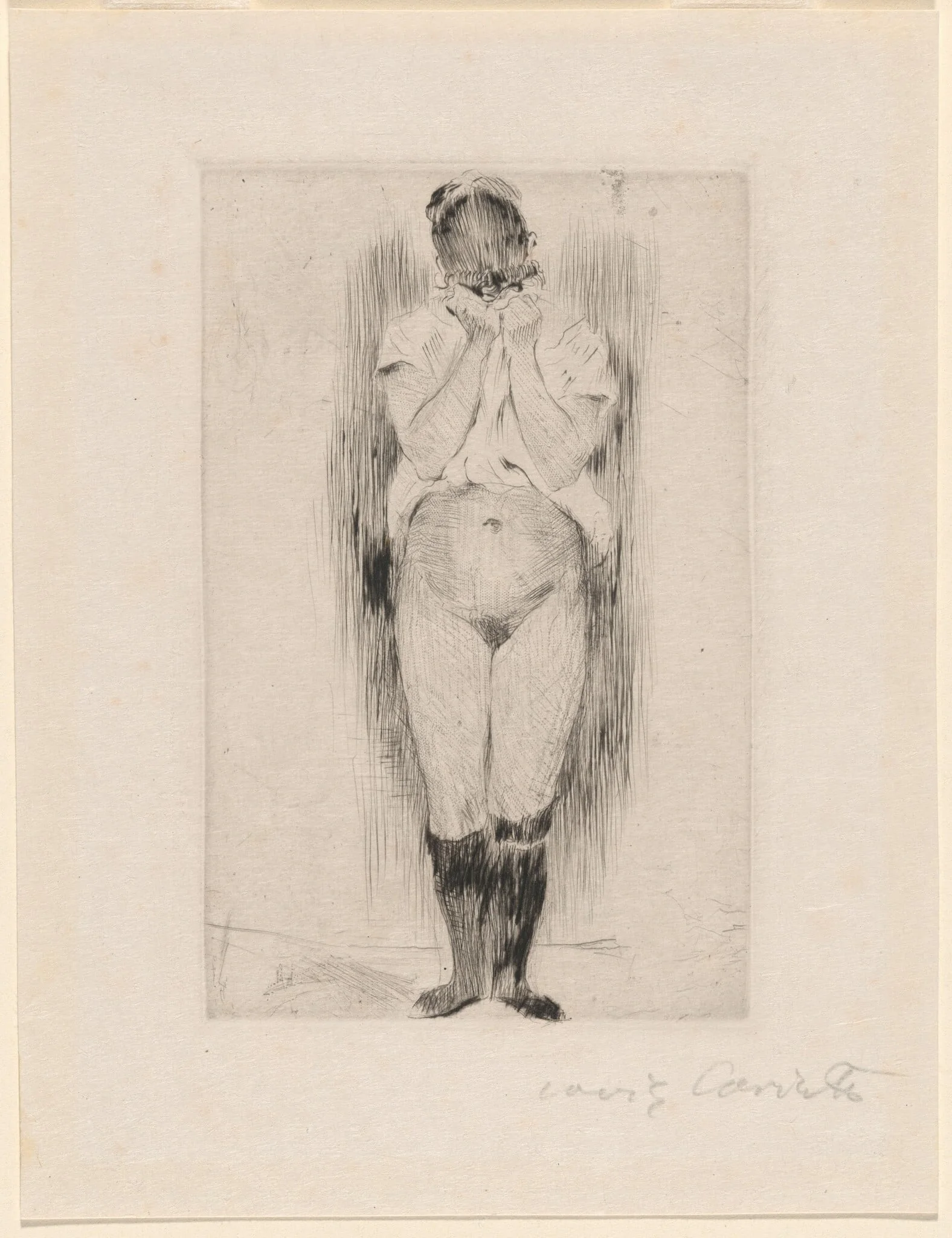 Crying Girl, by Lovis Corinth, ink, 1899