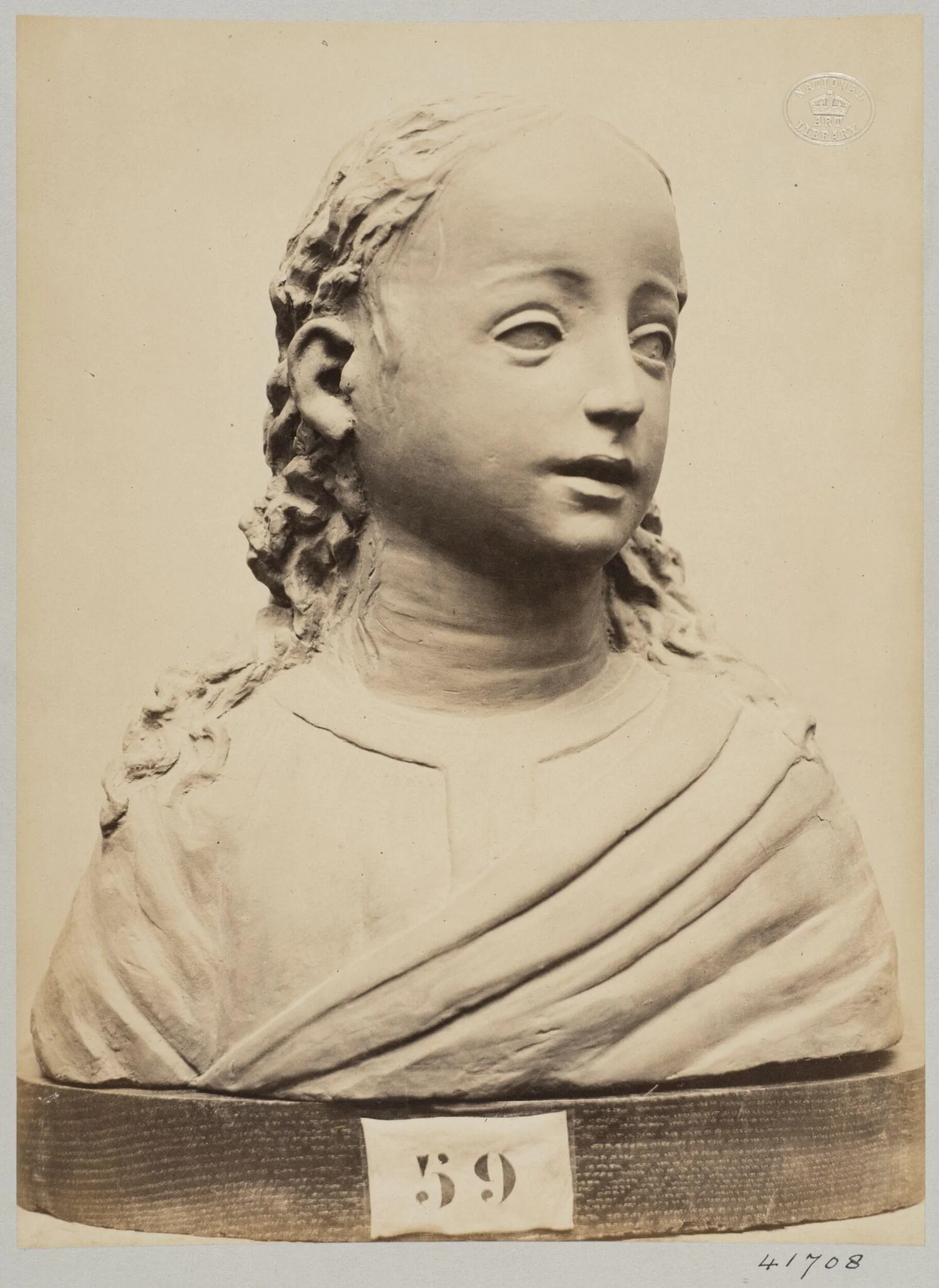 Terra cotta bust of unnamed female, by Louise Laffon, photographic, 1864