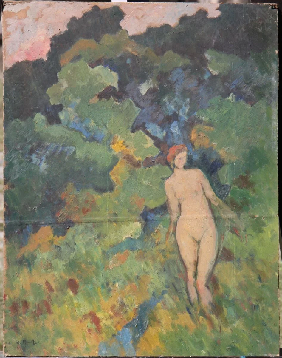 Femeie în pădure, by Nicolae Tonitza, unspecified