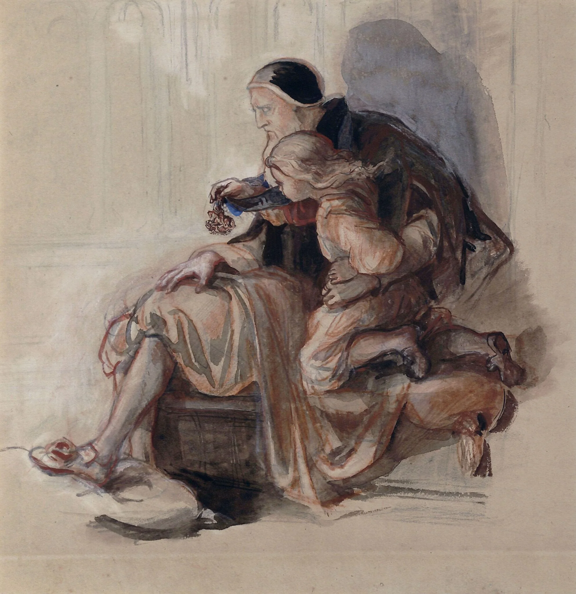 An Aged Knight, and a Child Playing with the Order of the Garter