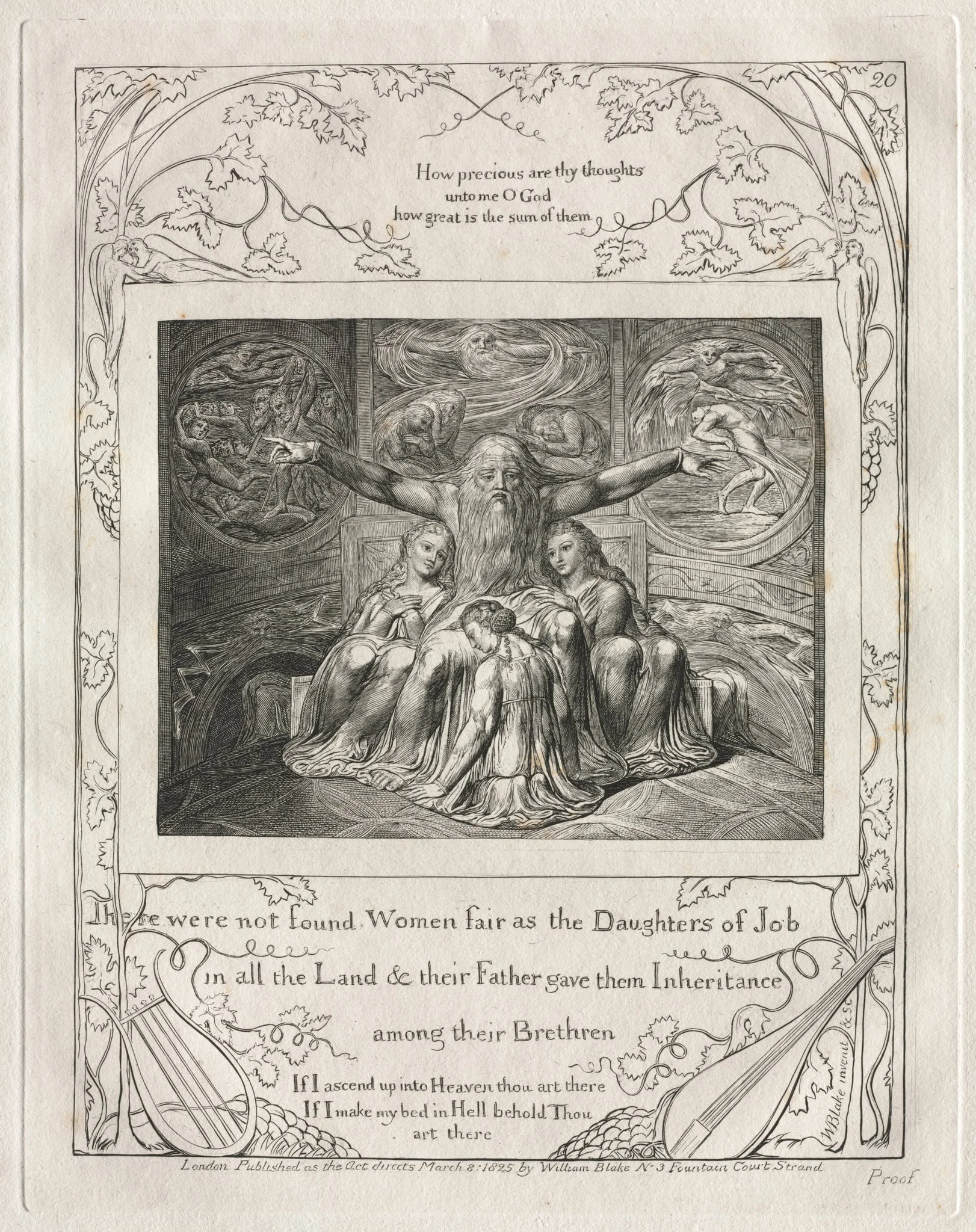 The Book of Job:  Pl. 20, There were not found Women fair as the Daughters of Job, by William Blake, 1825