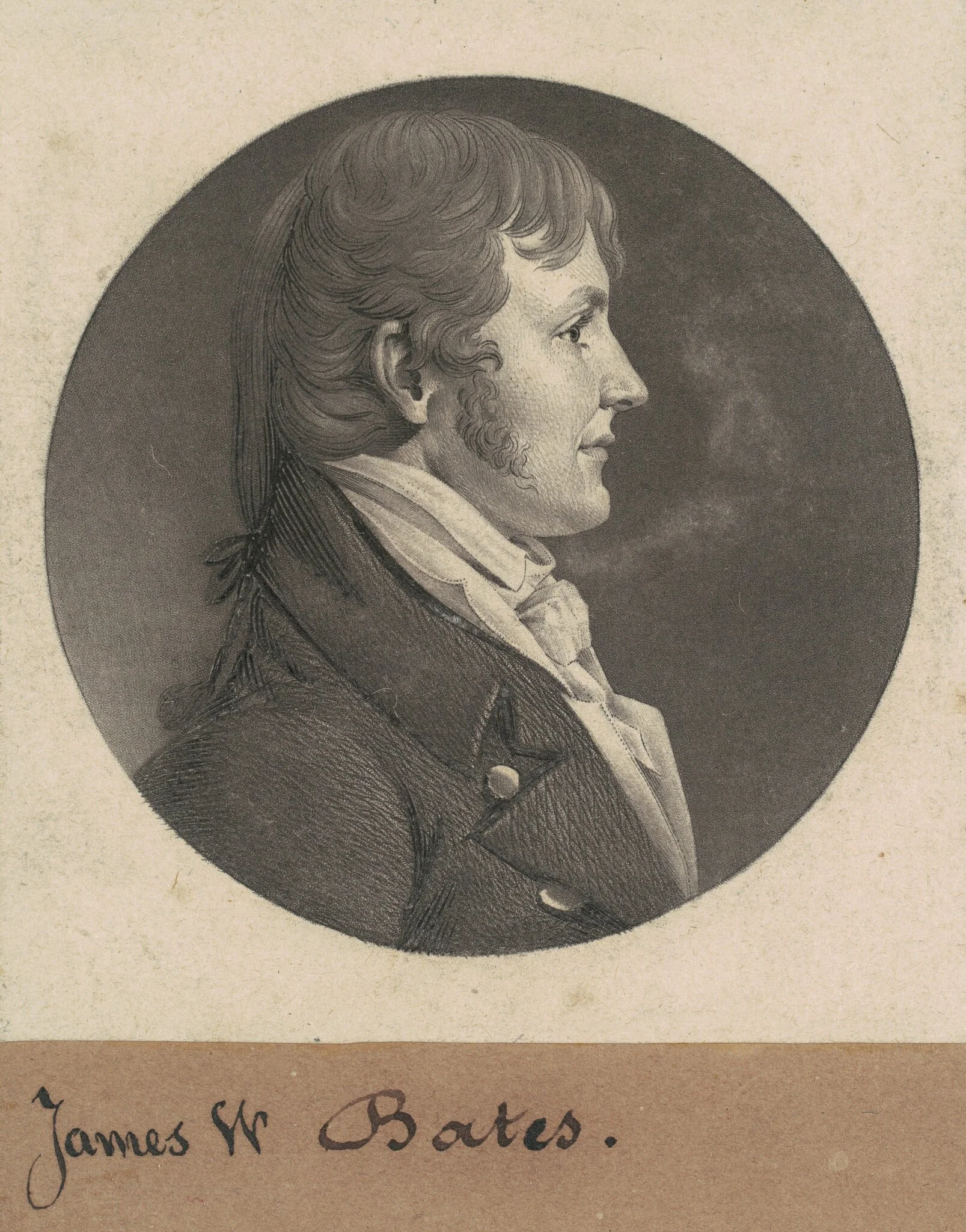 James Woodson Bates, by Charles Balthazar Julien Févret de Saint-Mémin, ink, 1808