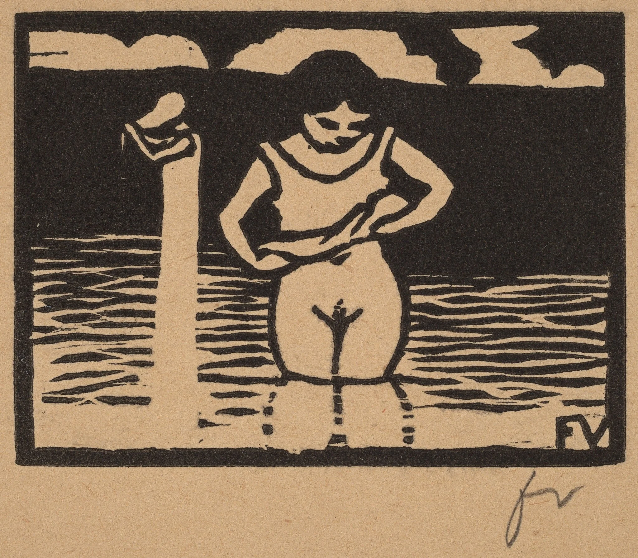 Girl Lifting Her Chemise (Fillette enlevant sa chemise), by Félix Vallotton, ink, 1893