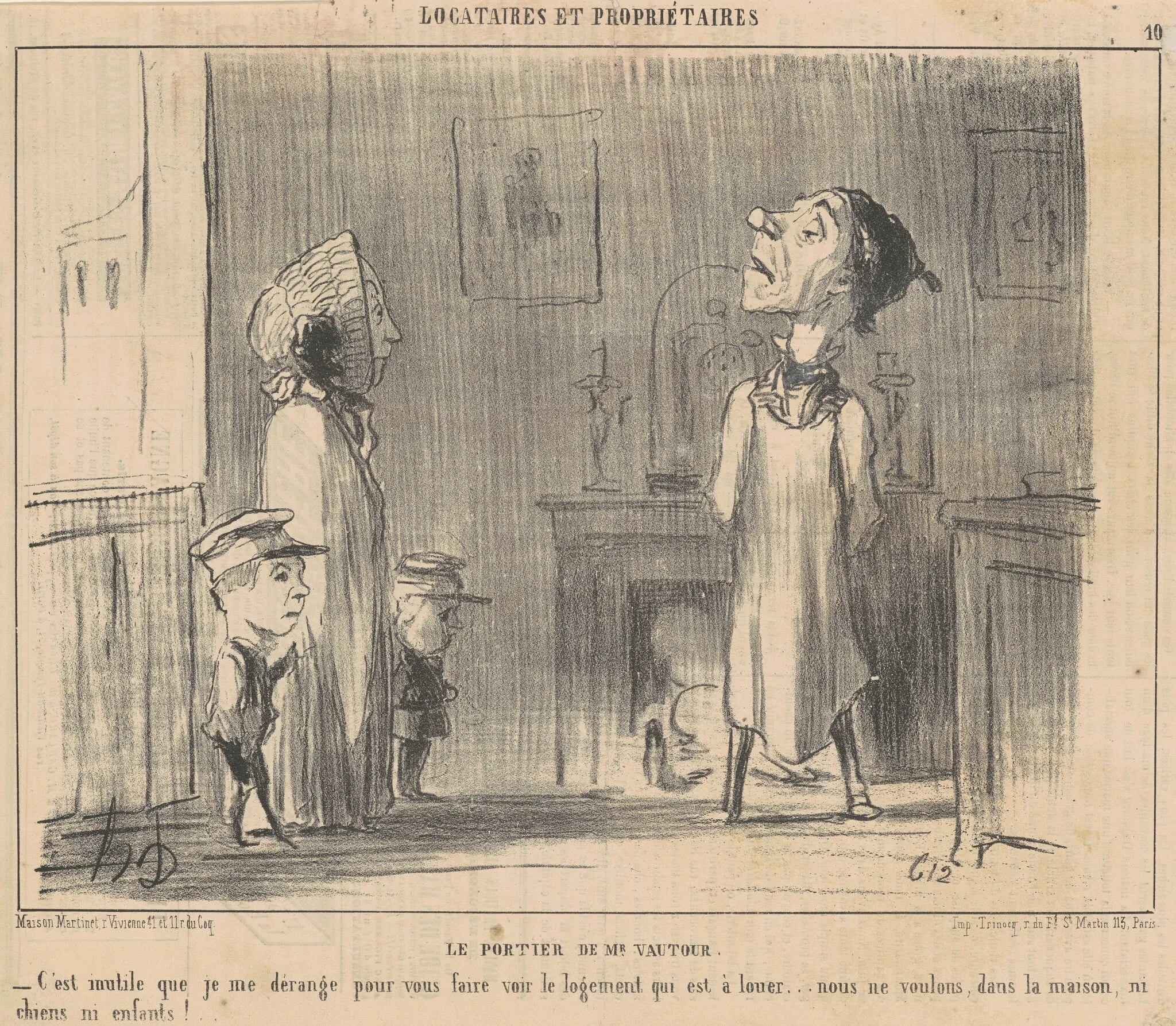 Le portier de Mr Vautour, by Honoré Daumier, ink, 1854