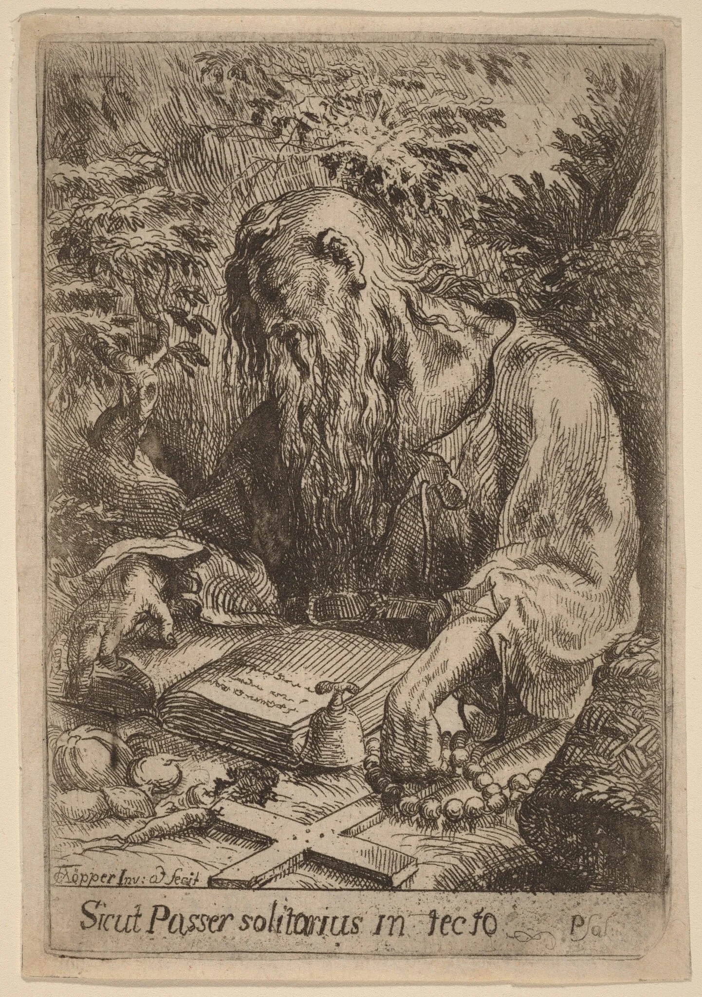 A Hermit Saint, by Karel Frantisek Töpper, ink, 1710