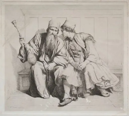 Young Greek Man in Conversation with a Priest