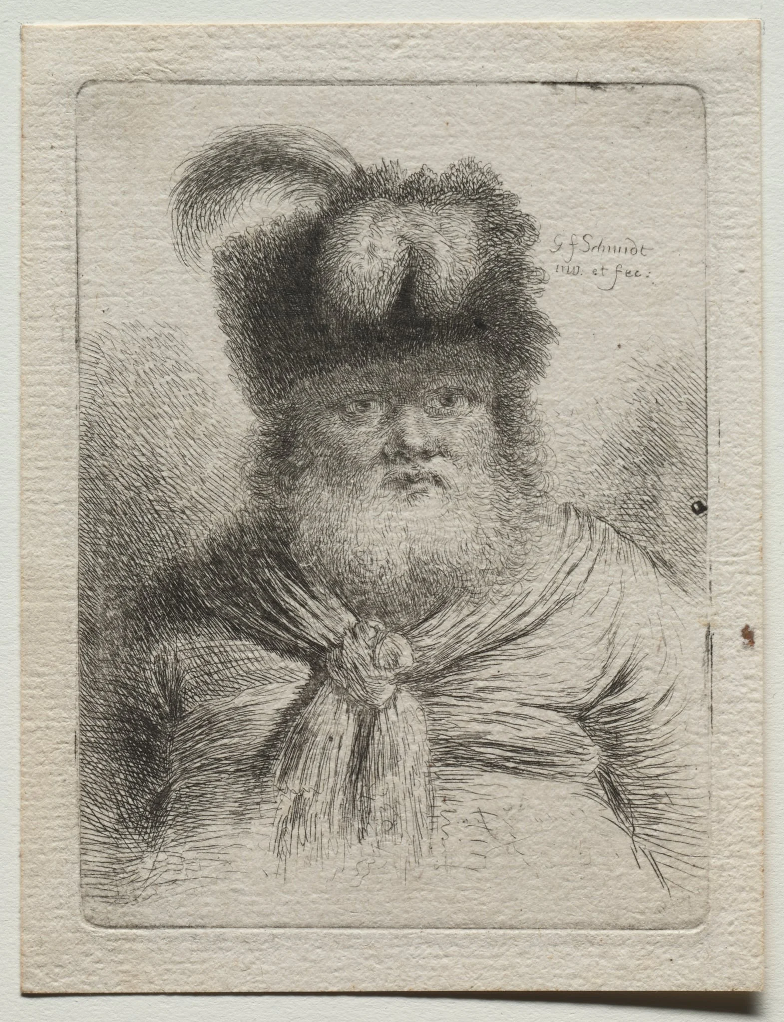 Old Man in a Fur Hat, by Georg Friedrich Schmidt, 1753