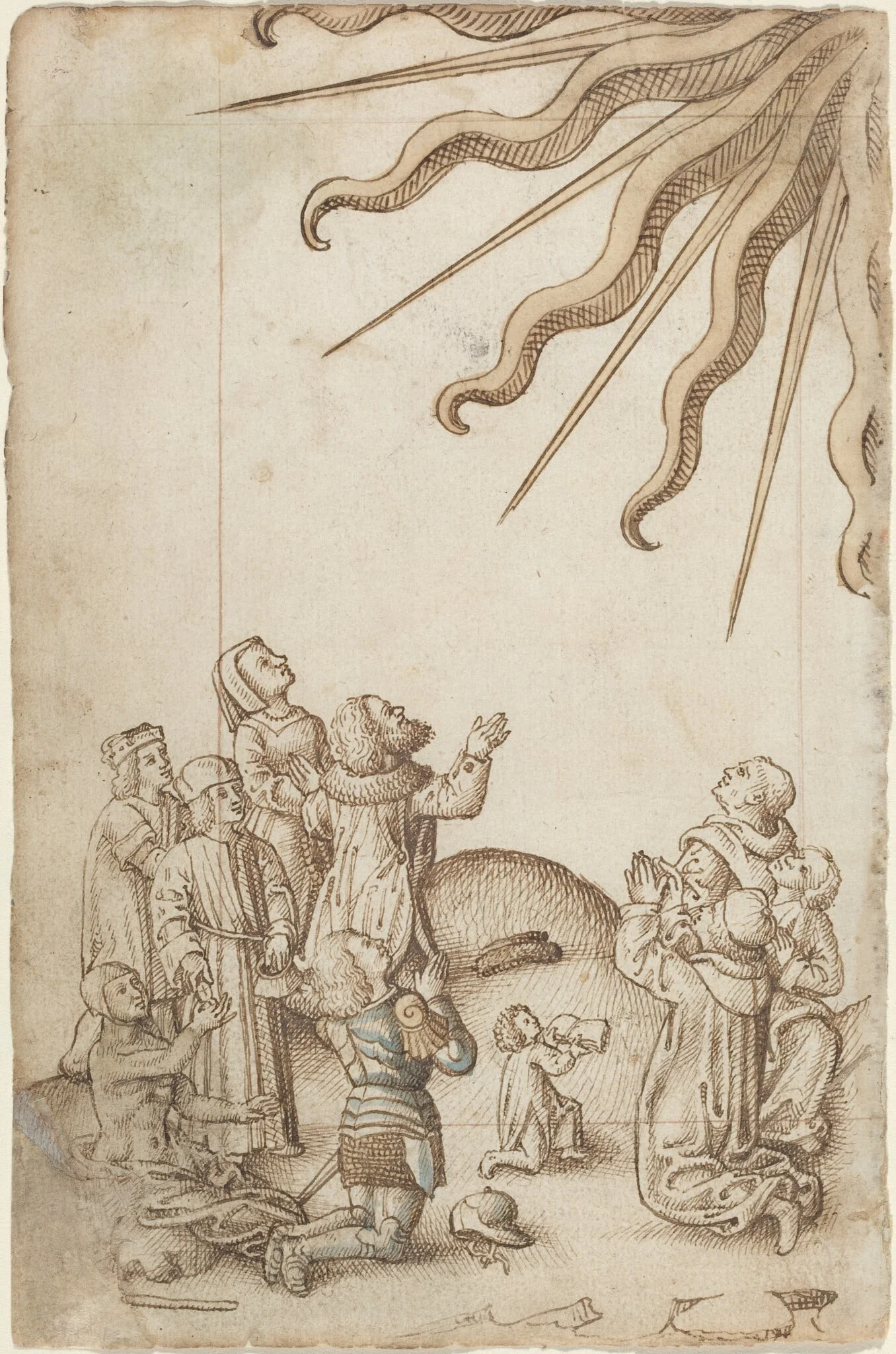 "Turn Your Body as You Worship" [fol. 37 verso], by French early 16th Century, ink, 1514