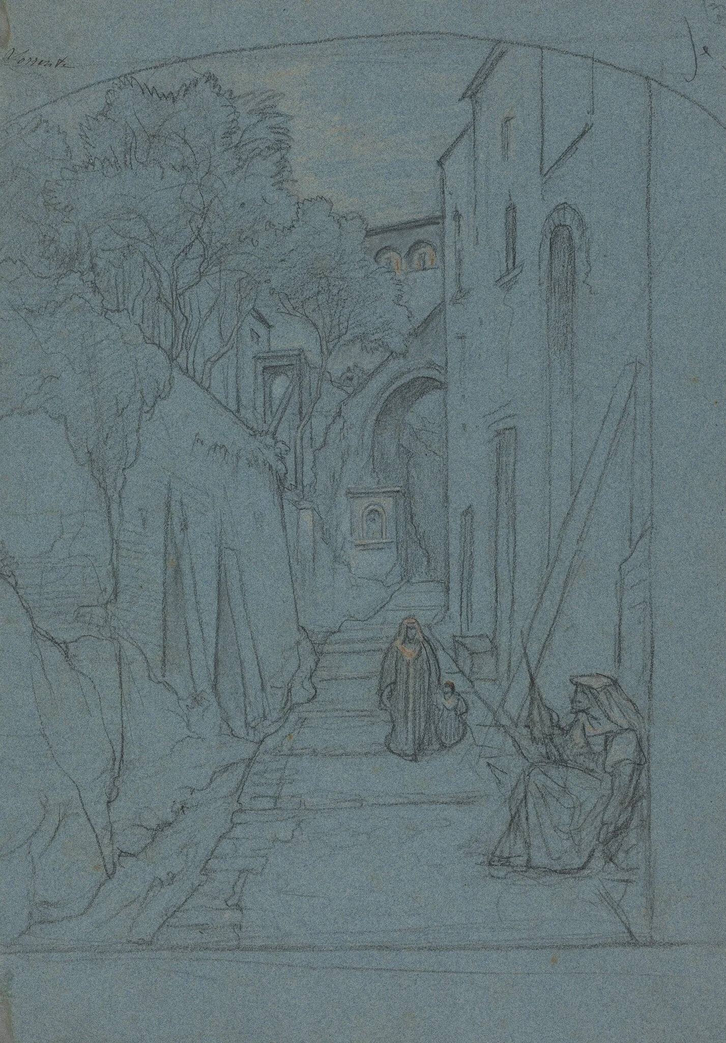 View up a Street in Sorrento [verso]