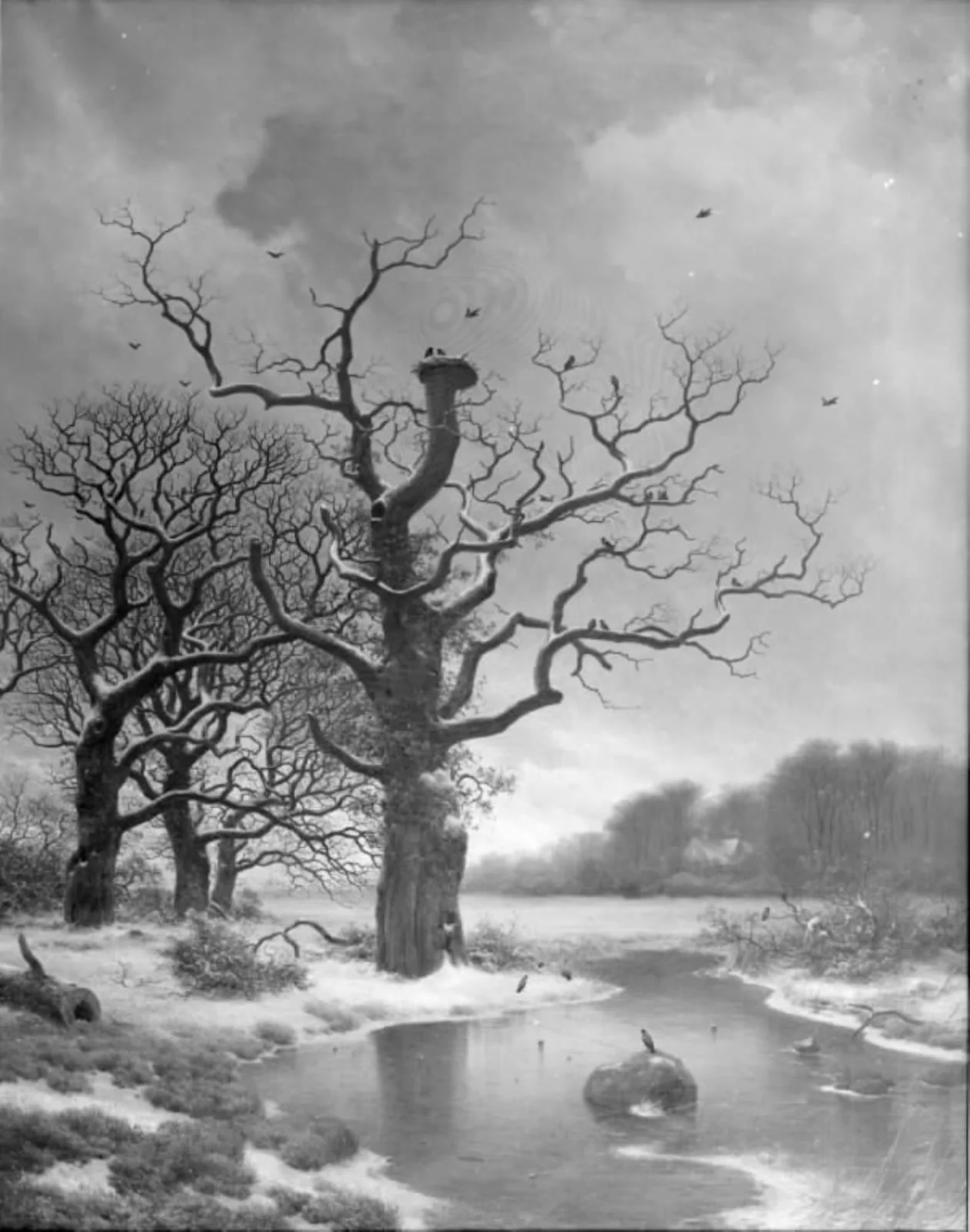 Et vinterlandskab, by Unknown, 1859