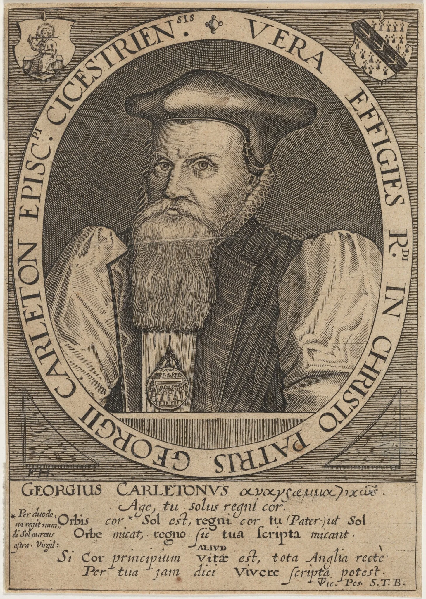 George Carleton, Bishop of Cheschester, by Frederik van Hulsen, ink, 1620