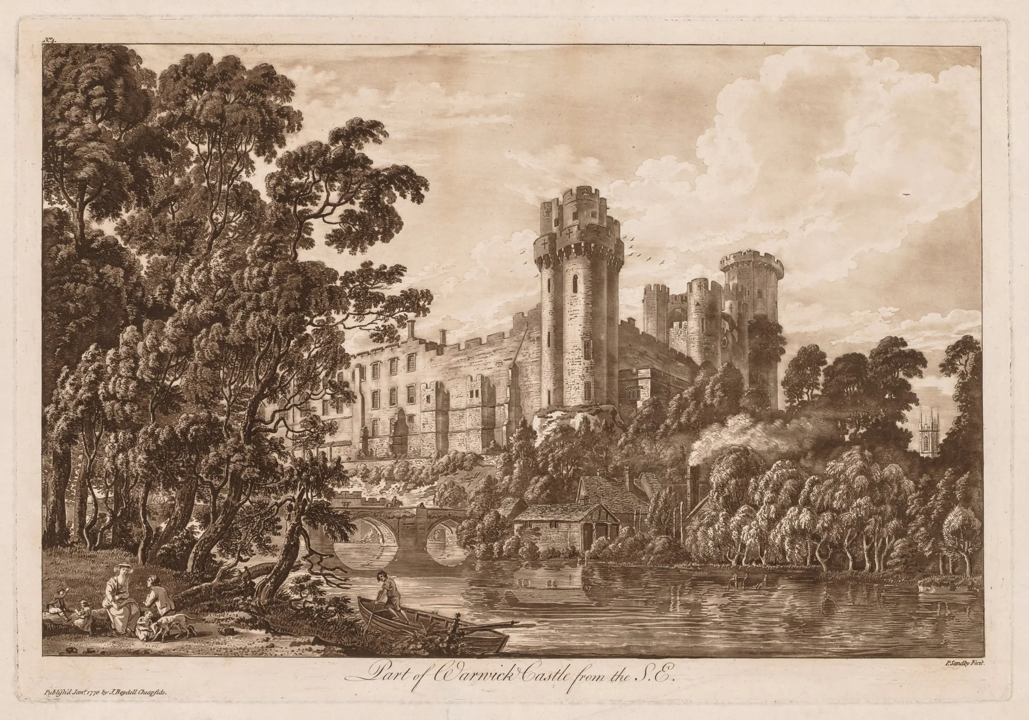 Views of Warwick Castle:  Part of Warwick Castle from the South East, by Paul Sandby, 1776