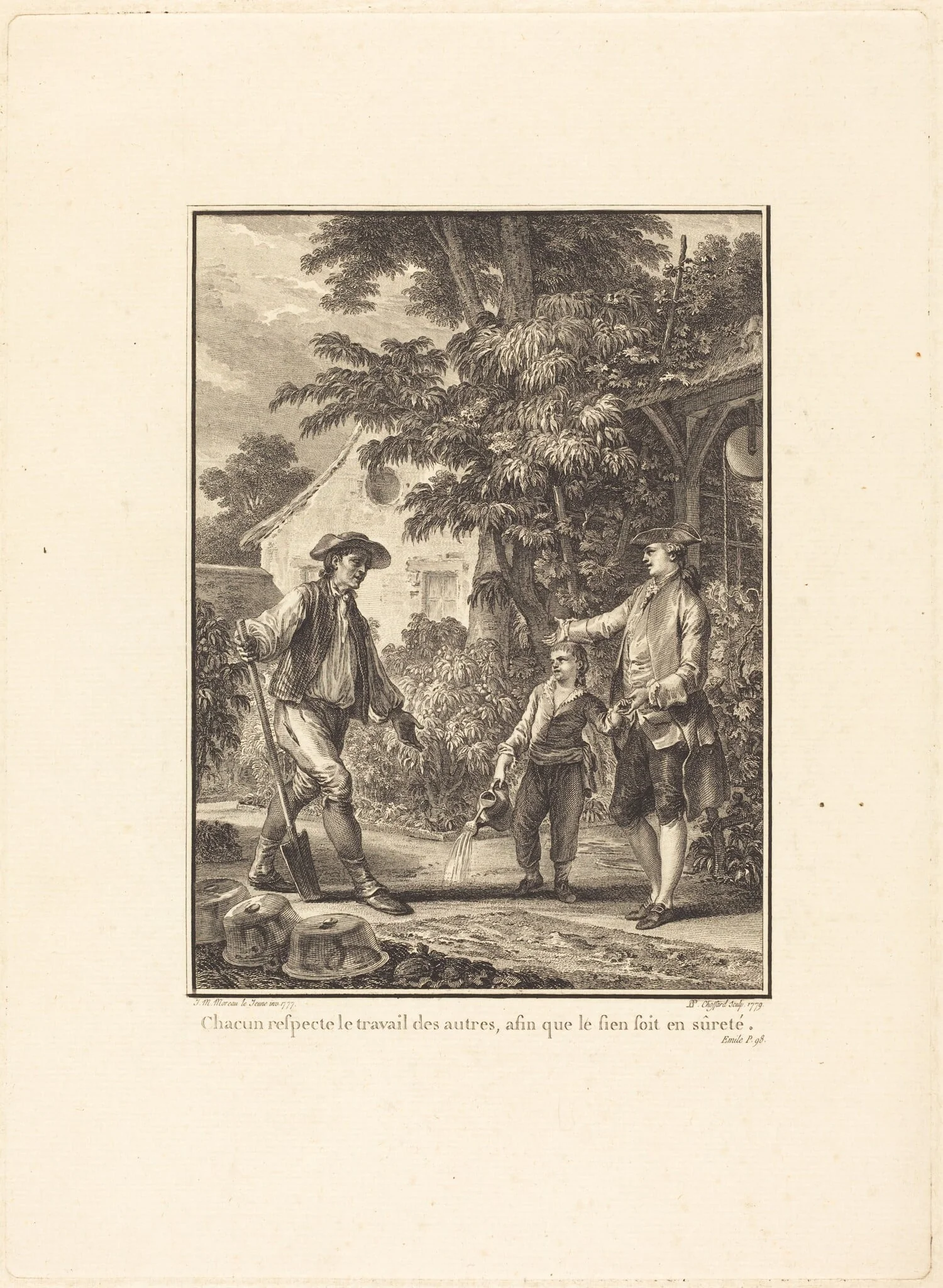 Chacun respecte le travail des autres, afin que le sien soit en sûreté, by Pierre-Philippe Choffard, ink, 1778