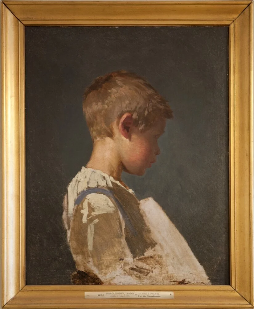 Side-Face Portrait of a Boy, by Anna Nordlander, oil, 1871
