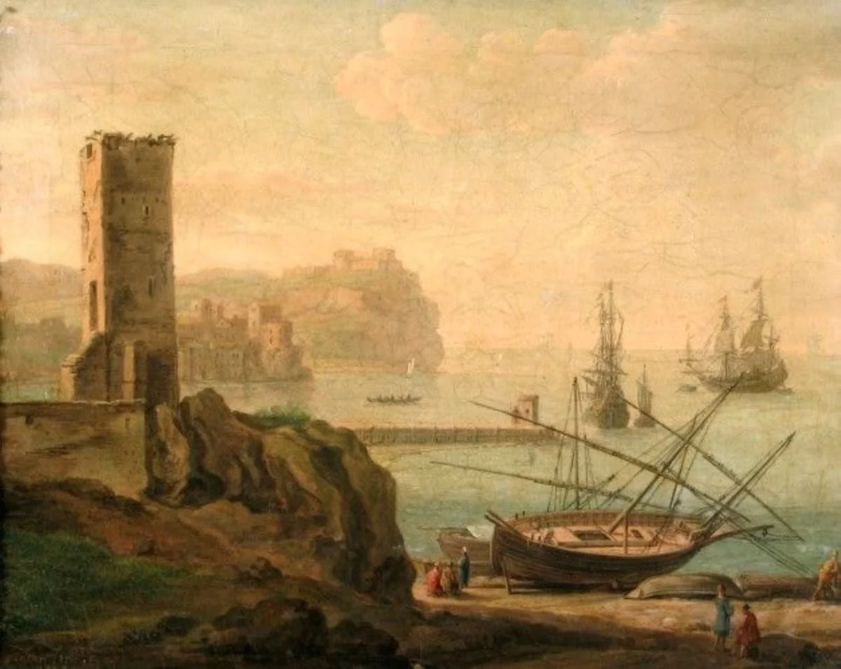 Port maritim cu turn pătrat, by Hendrick Frans van Lint, unspecified