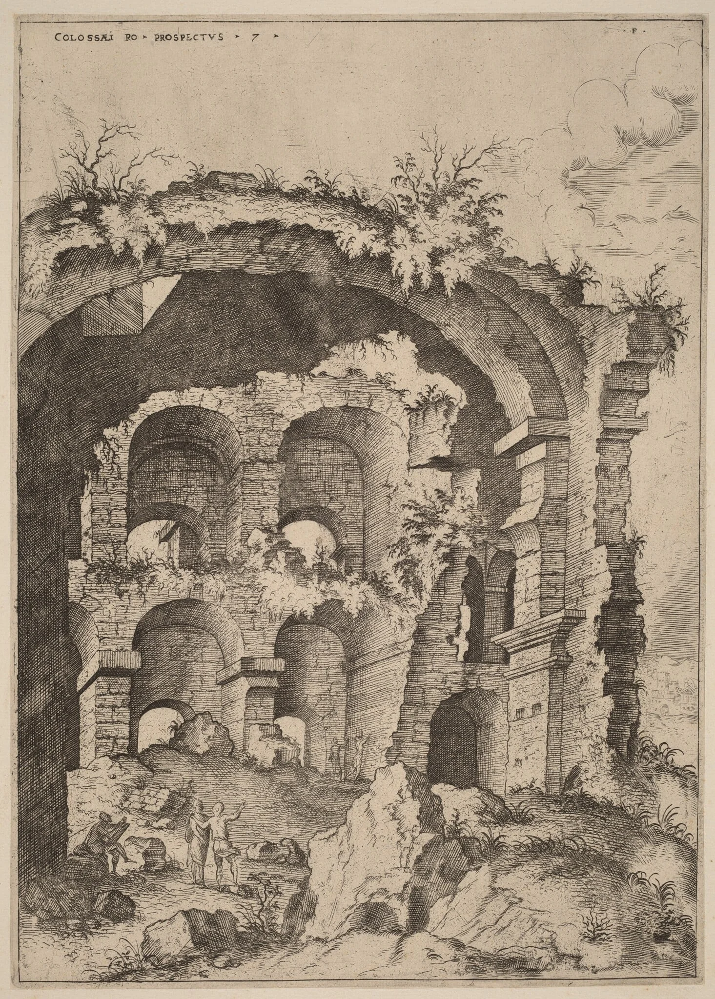 Seventh View of the Colosseum, by Hieronymus Cock, ink, 1550