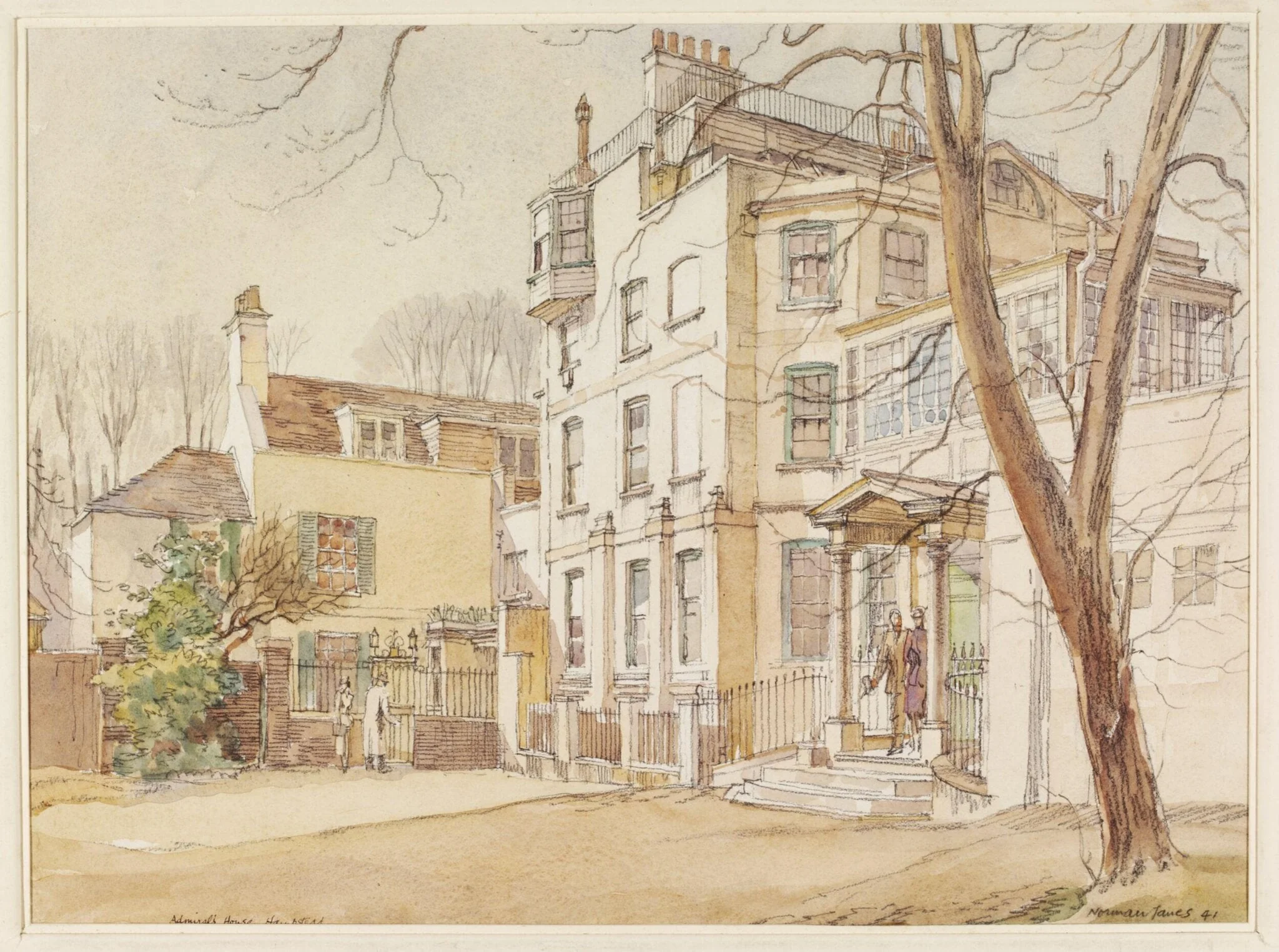 Admiral's House, Hampstead, by Norman Thomas Janes, watercolor, 1941