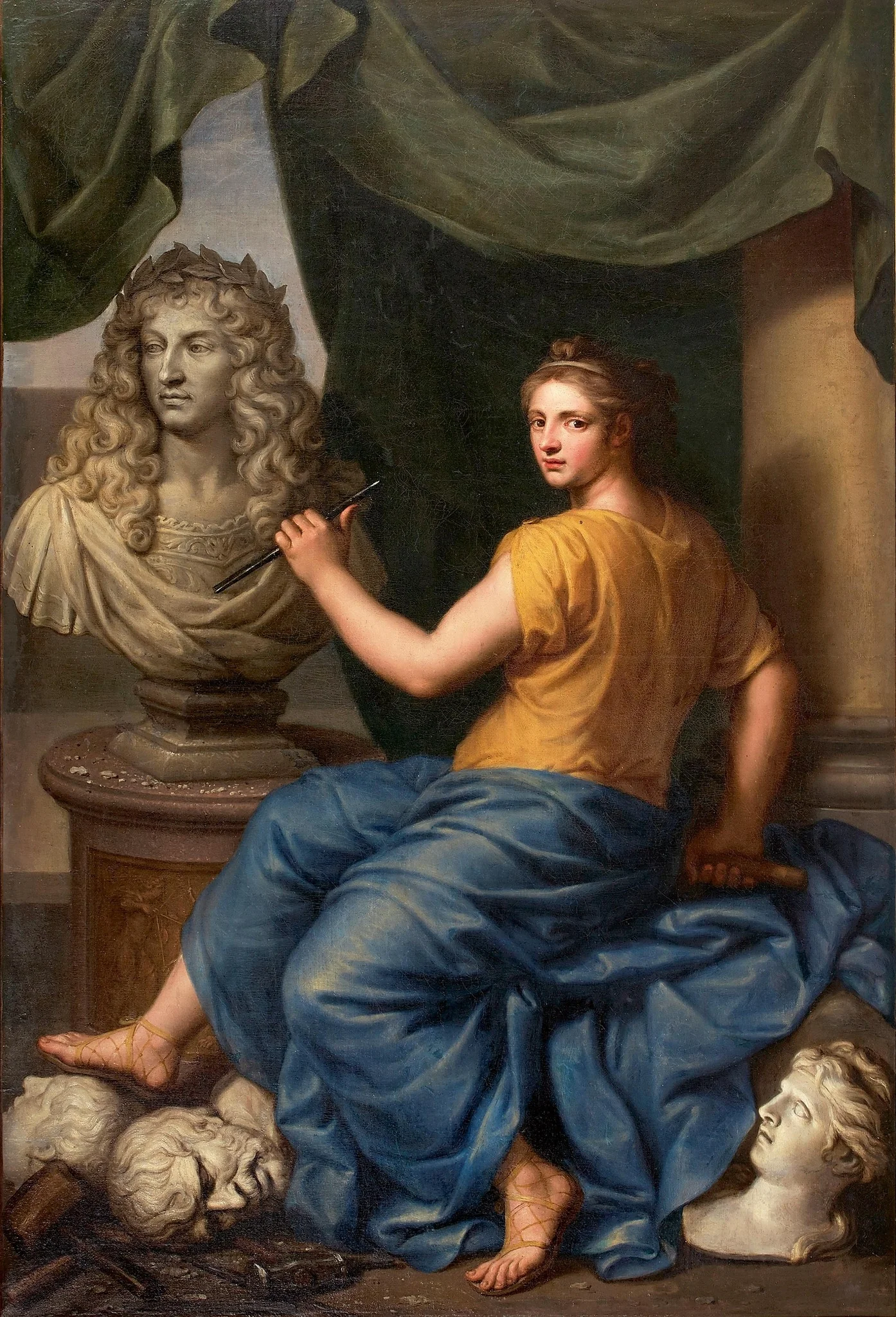 La Sculpture travaillant au buste du roi Louis XIV, by Baudouin Yvart, oil, 1663