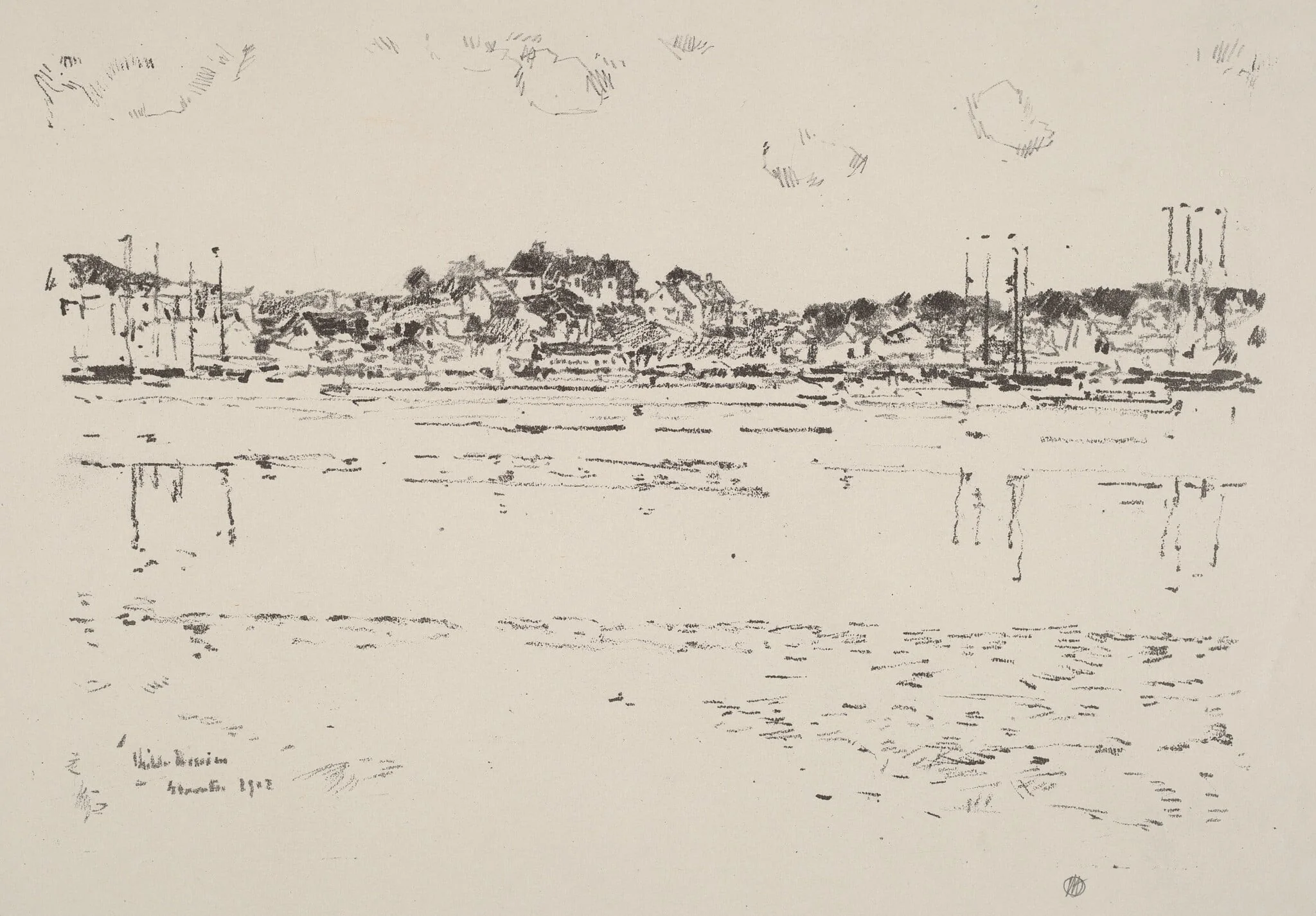 Inner Harbor, by Childe Hassam, ink, 1918