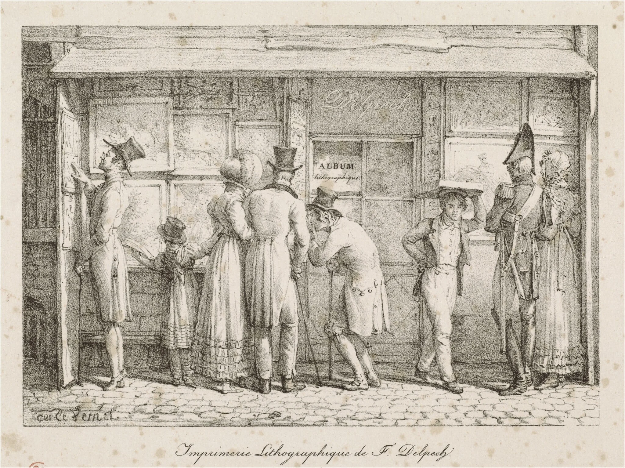 Imprimerie lithographique de F. Delpech (Lithographic Printing House of F. Delpech), by Carle Vernet, ink, 1820