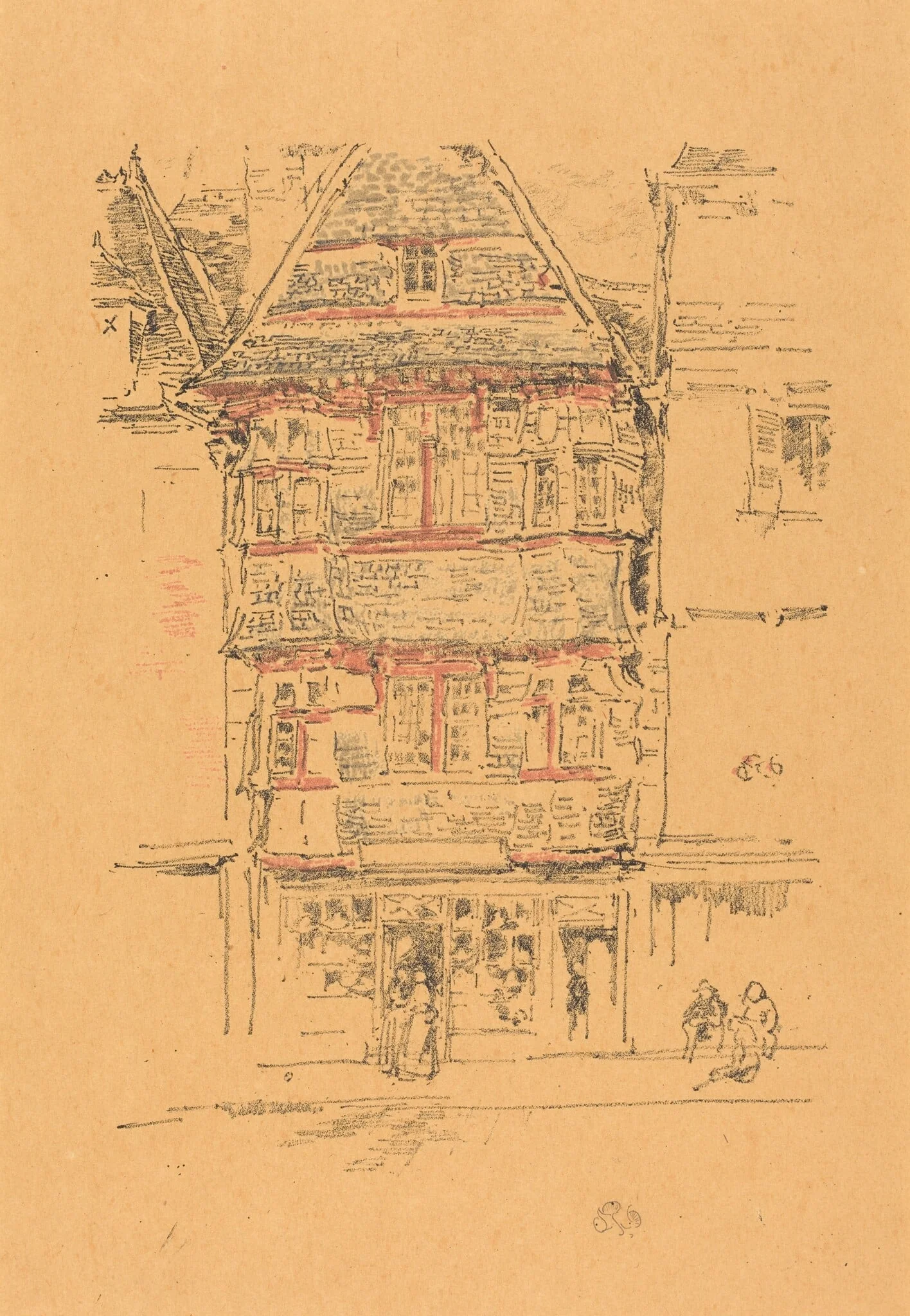 Red House, Paimpol, by James McNeill Whistler, ink, 1893