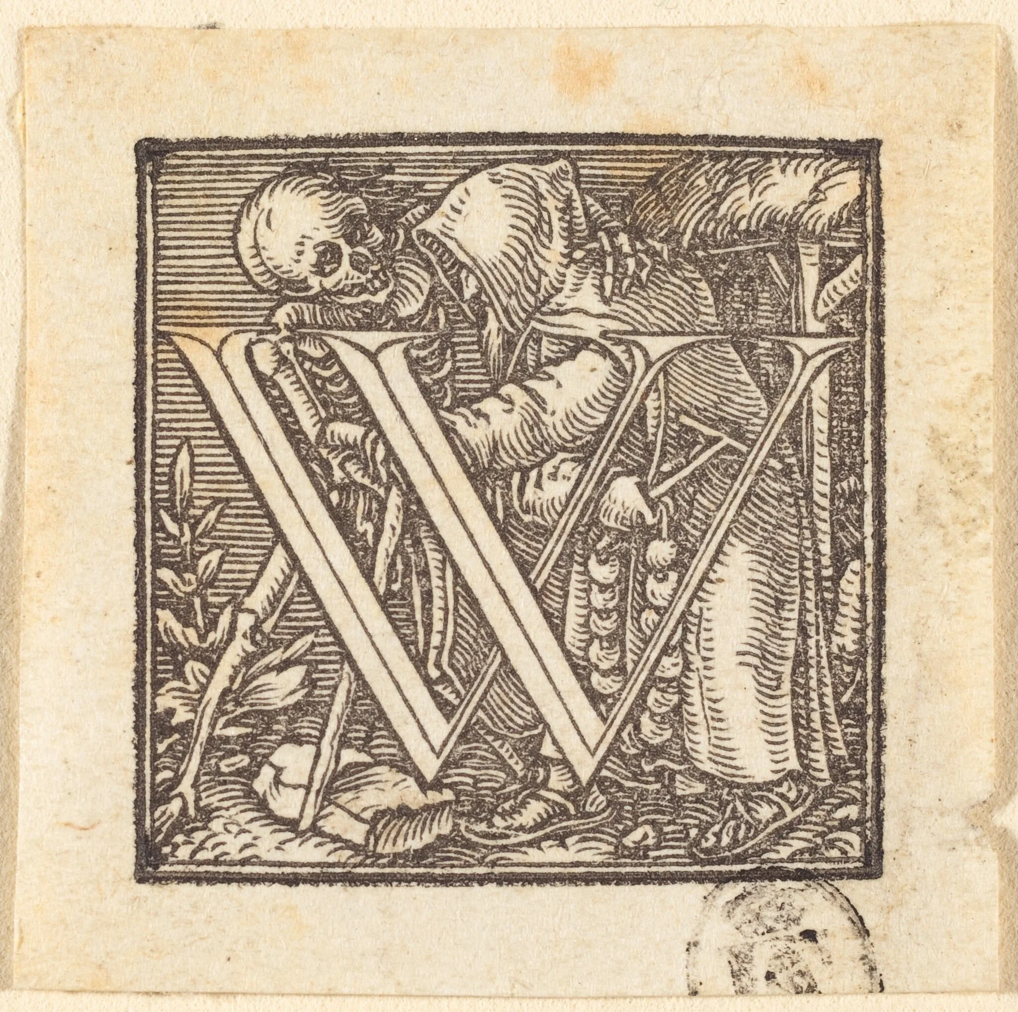 Letter W, by Hans Lützelburger, ink, 1523