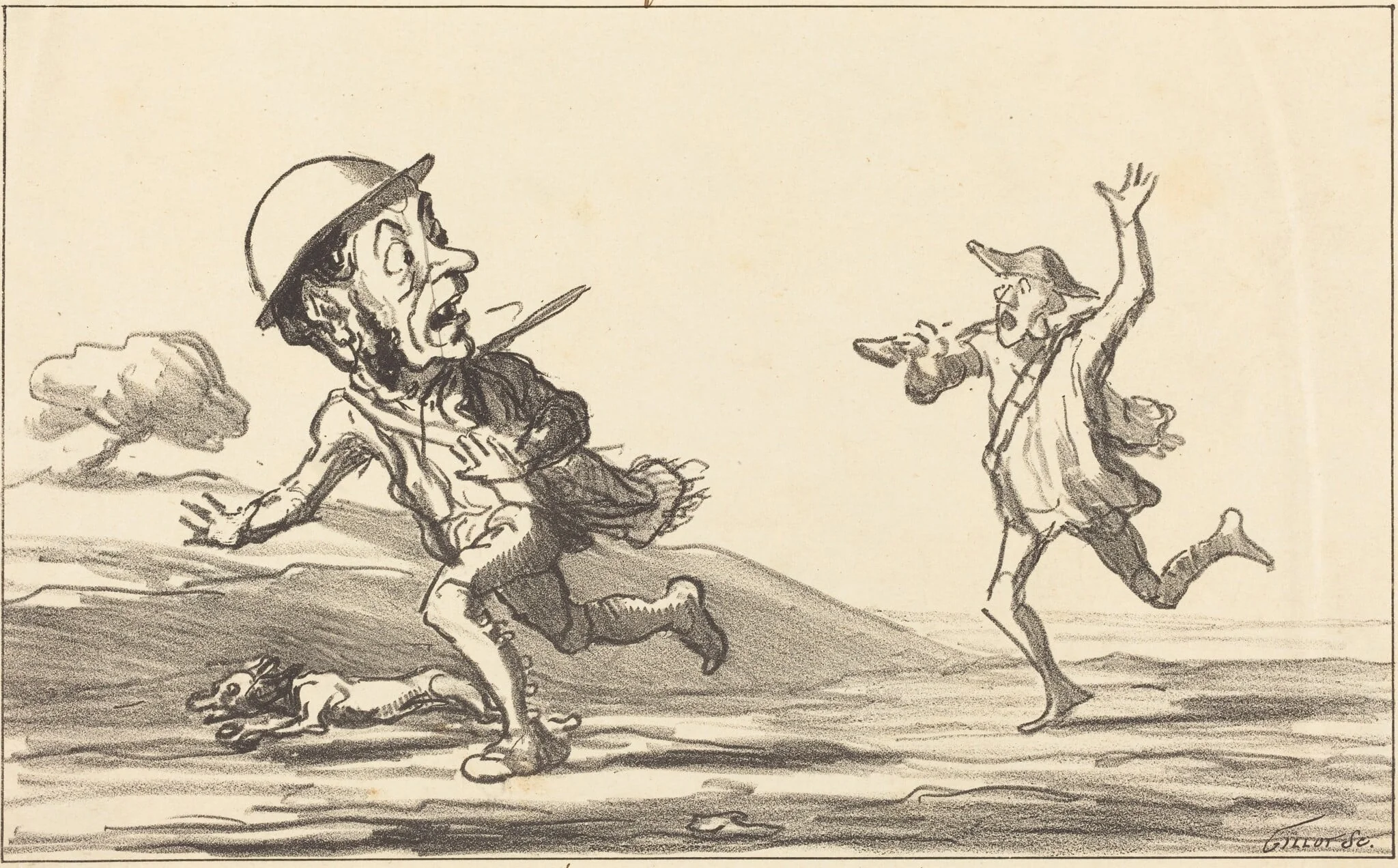 Allons bon!... il parait... chasse réservée, by Honoré Daumier, ink, 1864