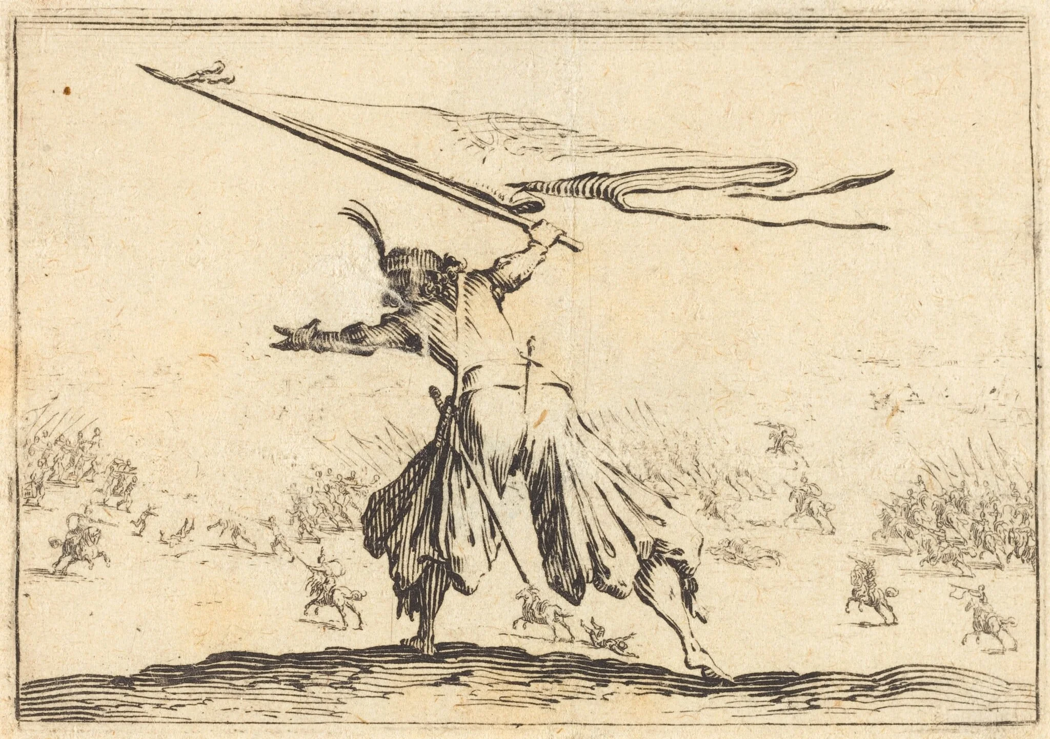 Standard Bearer, by Jacques Callot, ink, 1622