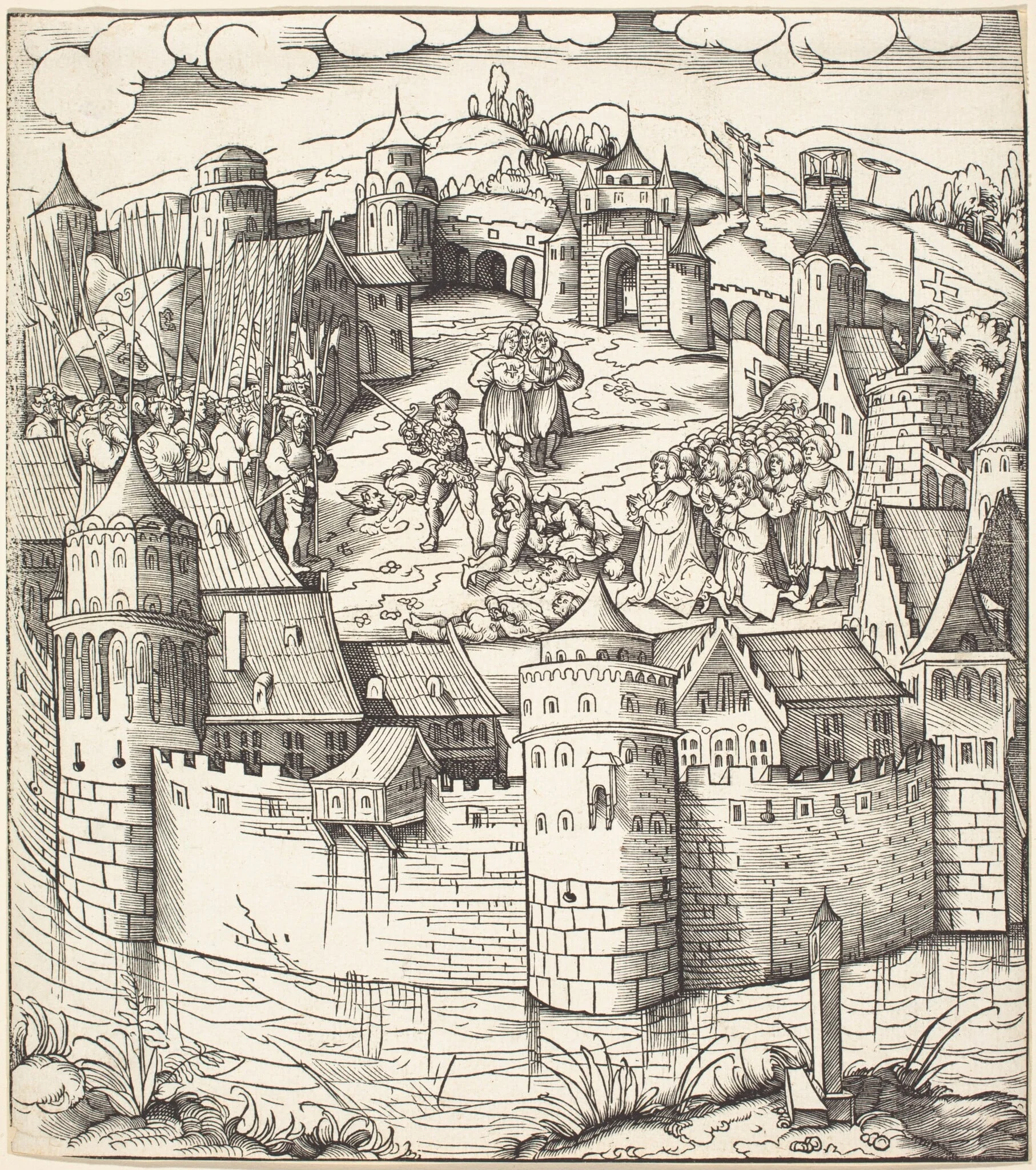 Execution of a Man at a Market-Place of a Town, by Leonhard Beck, ink, 1515